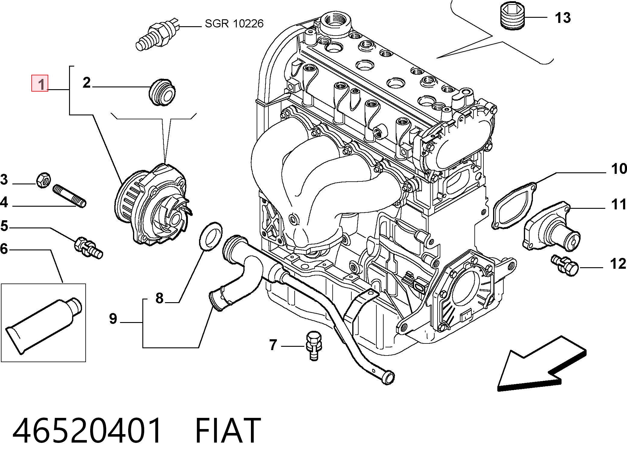 Bomba de refrigeración Fiat Punto  (176C)
