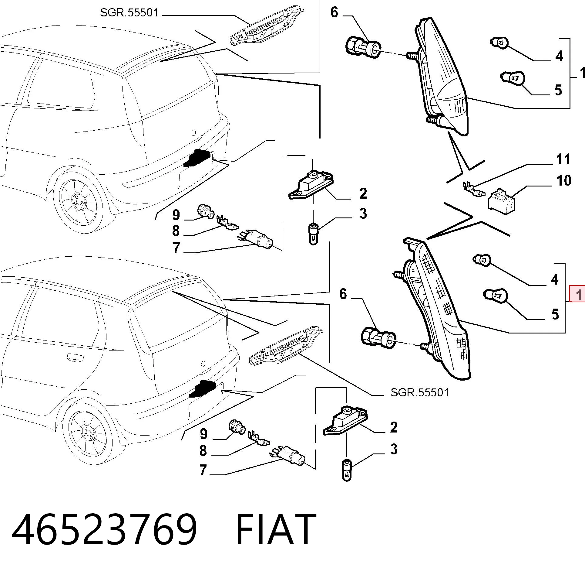 Piloto trasero derecho para Fiat Punto 188