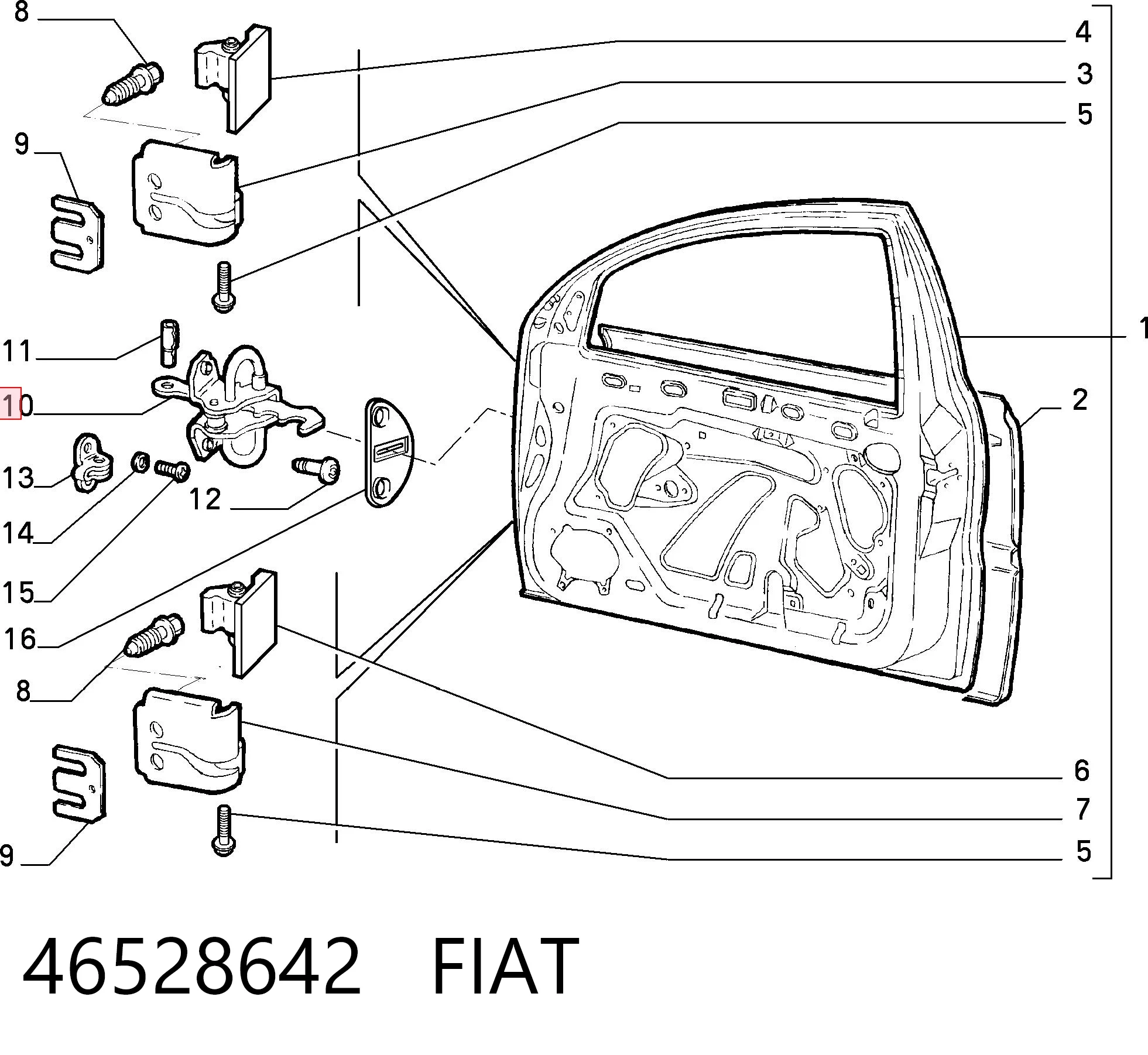 Puerta delantera para Fiat Brava  182