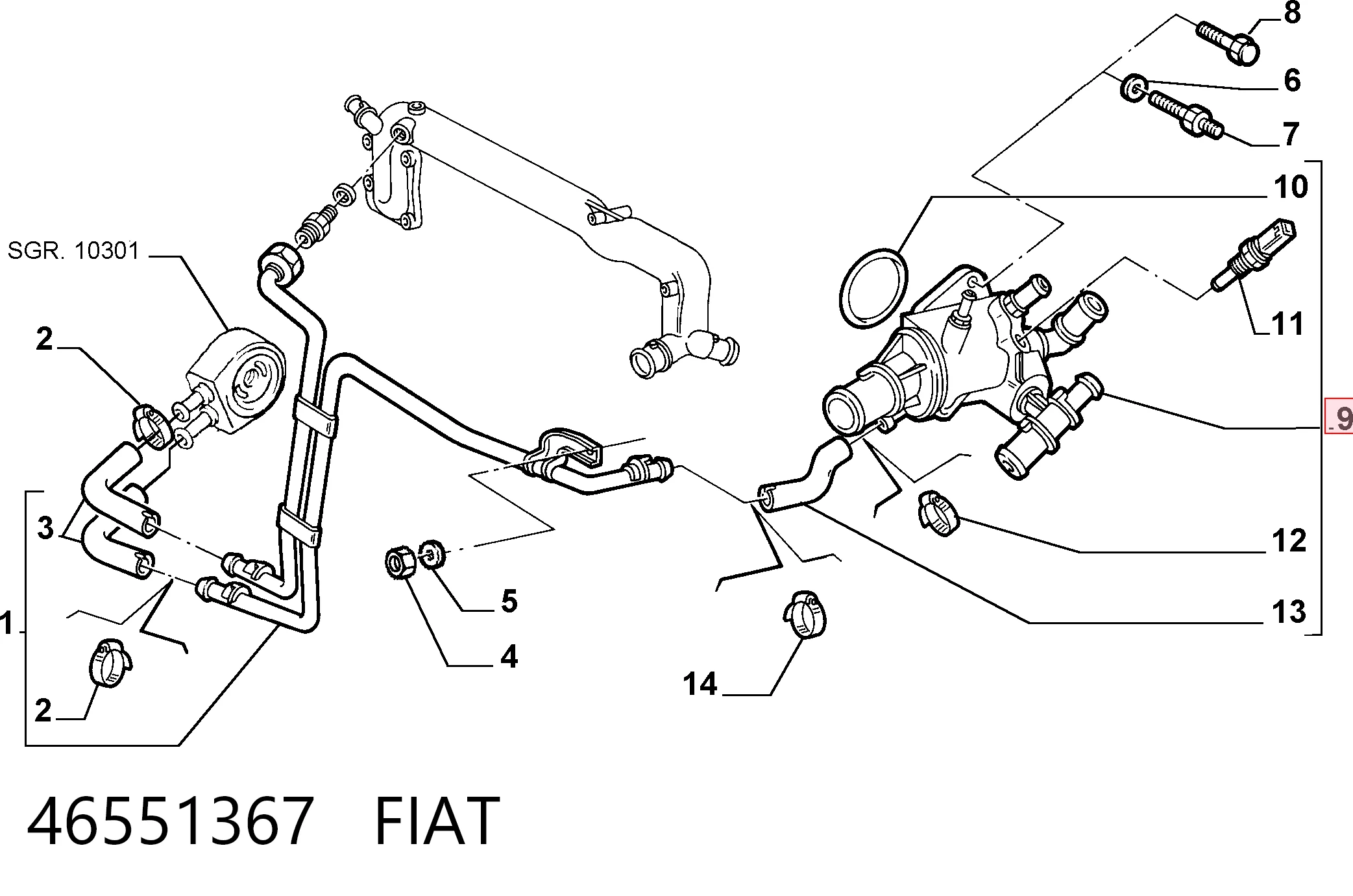 Caja del termostato Fiat Punto II (1999-2012)