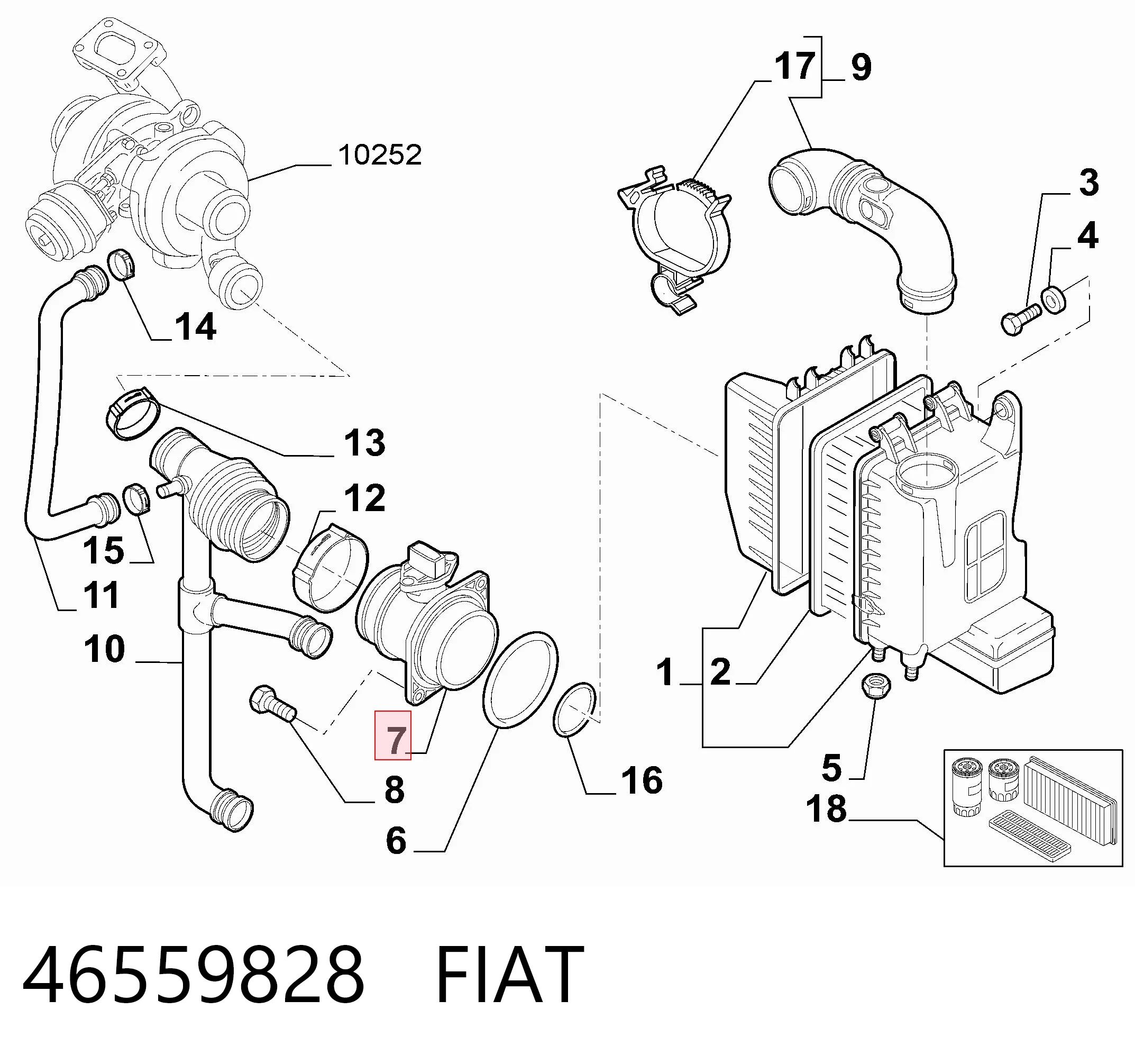46559828 Fiat/Alfa/Lancia Sensor de flujo de aire