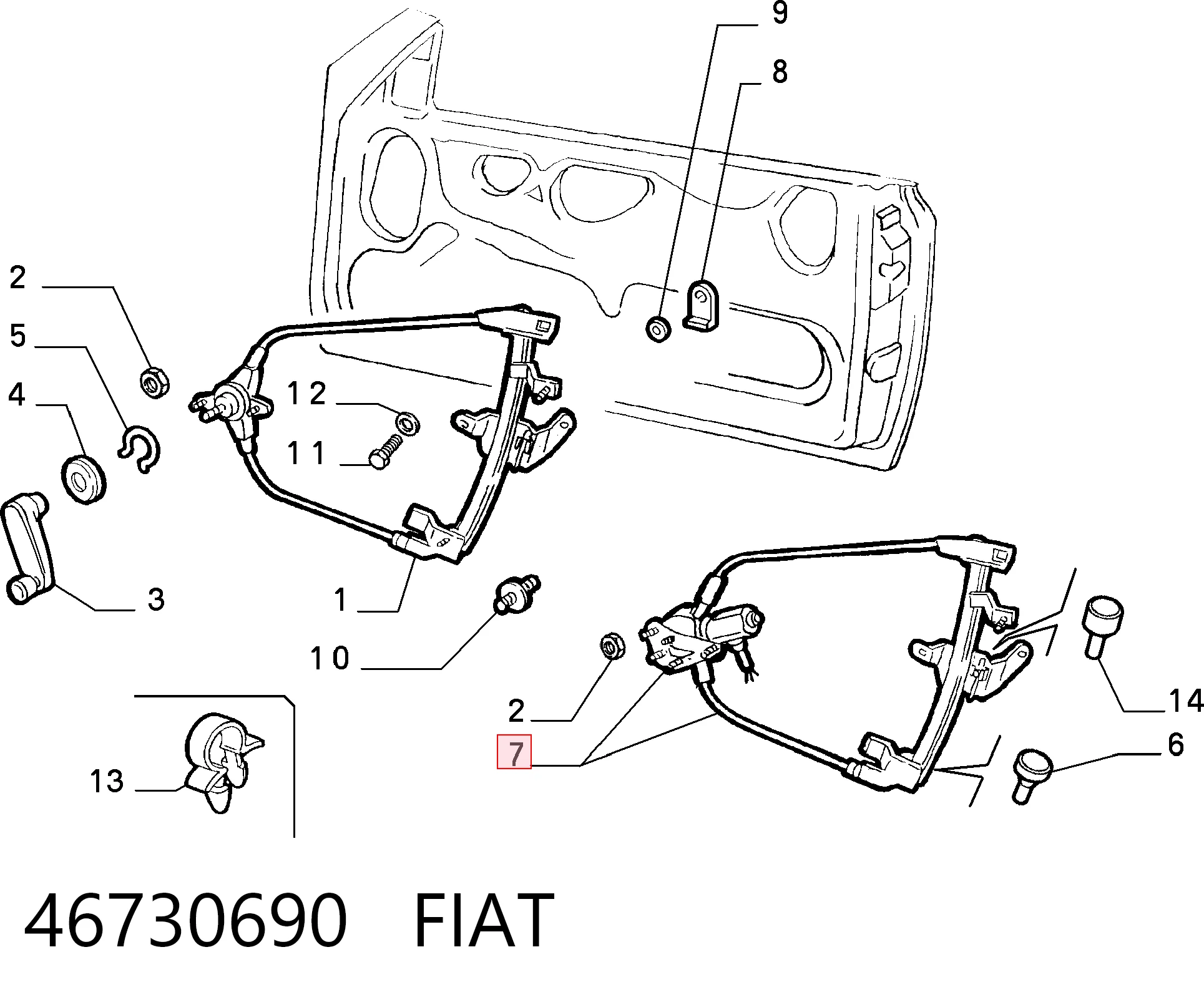 Comprar Mecanismo de elevalunas de la puerta delantera derecha Fiat Punto  176C a bajo precio