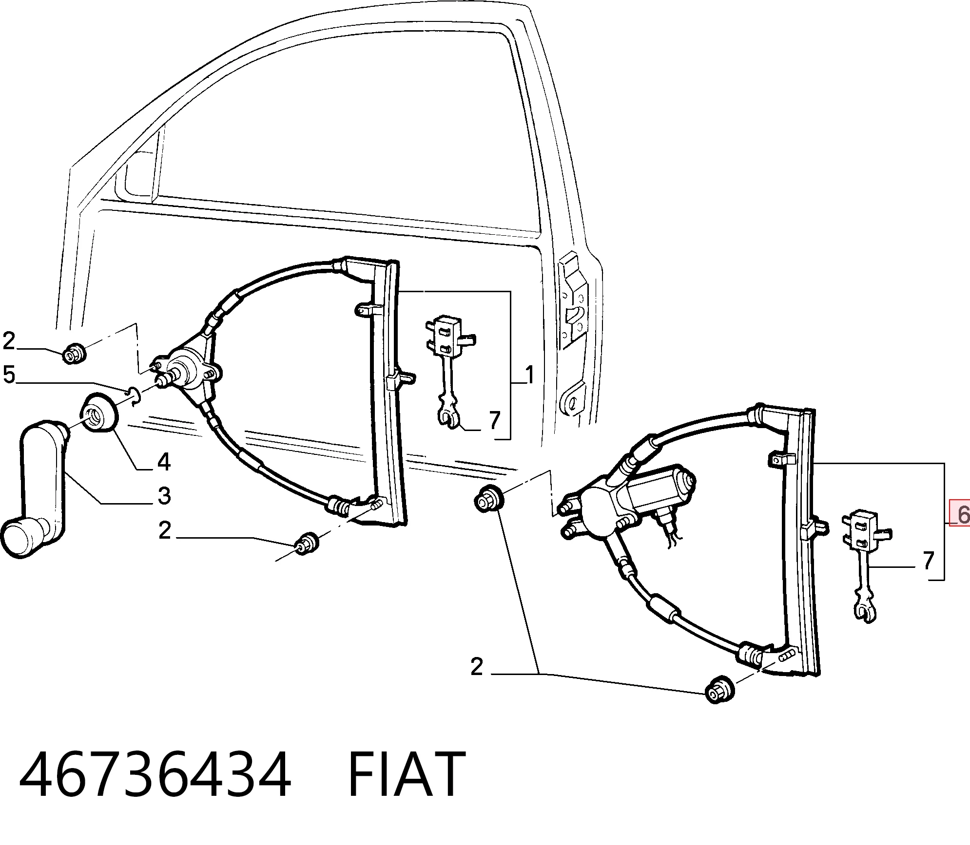 Comprar Mecanismo de elevalunas de la puerta delantera derecha Fiat Punto I 176 a bajo precio