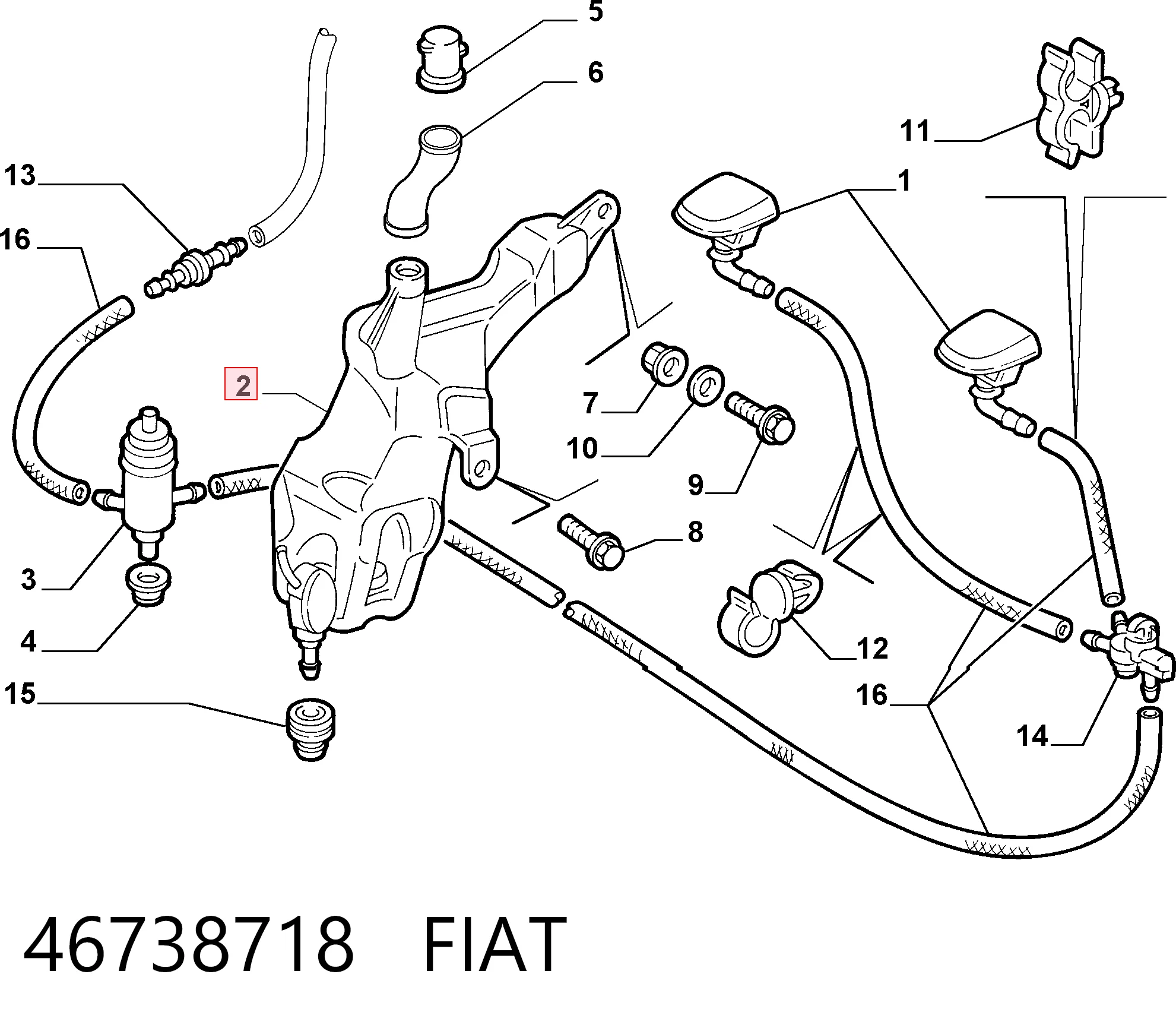 Botella limpiaparabrisas Fiat Doblo I (2001-2010)