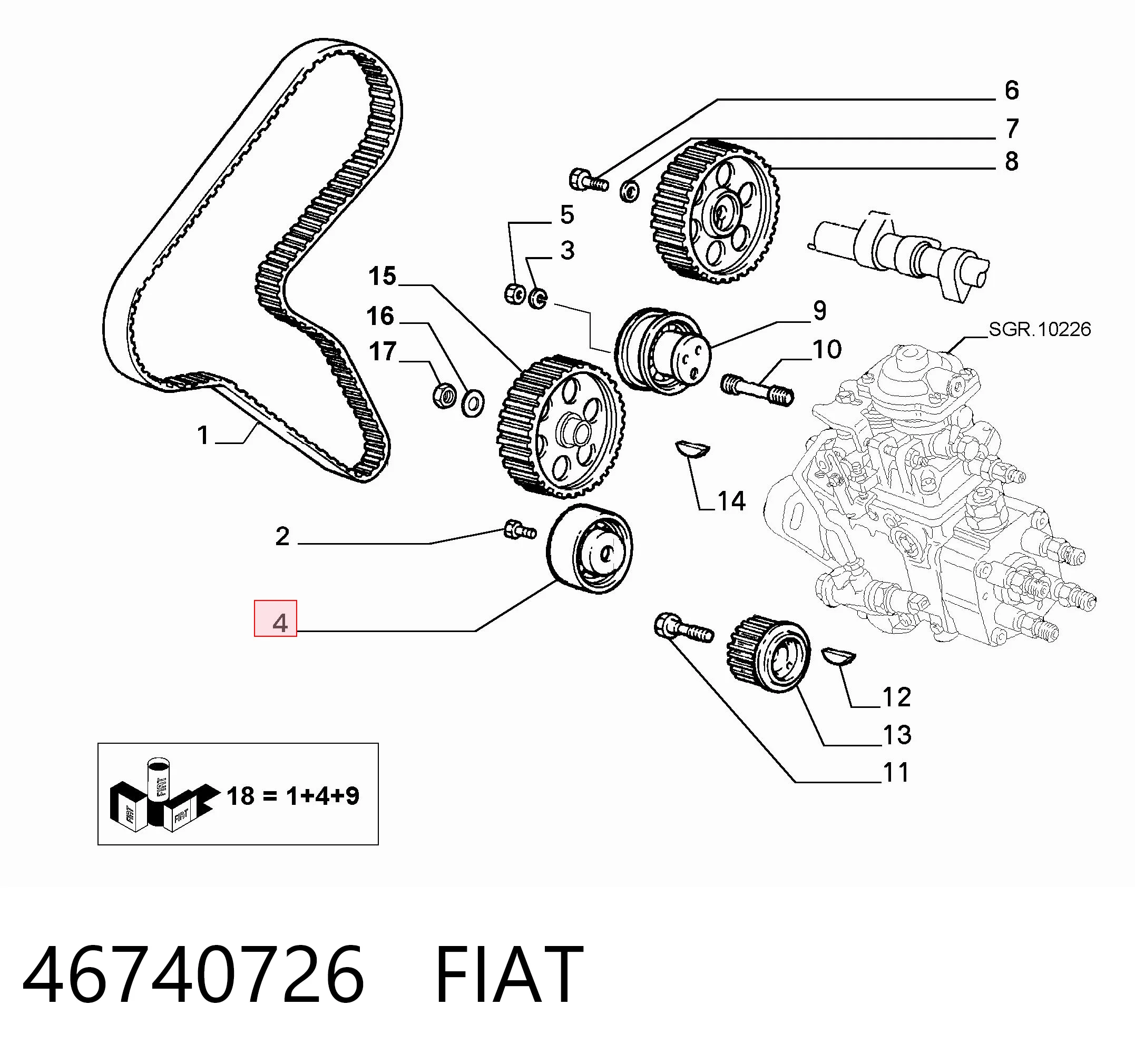 Rodillo intermedio de correa dentada para Fiat Punto I (176)