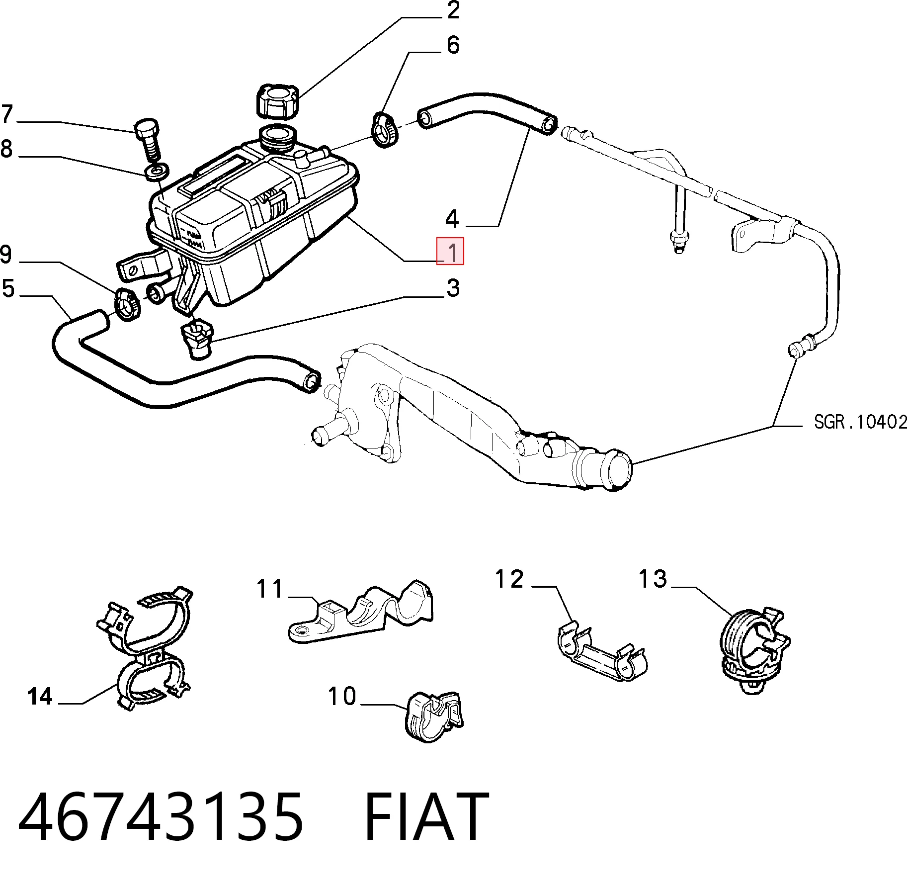 Vaso de expansión para Fiat Bravo 198