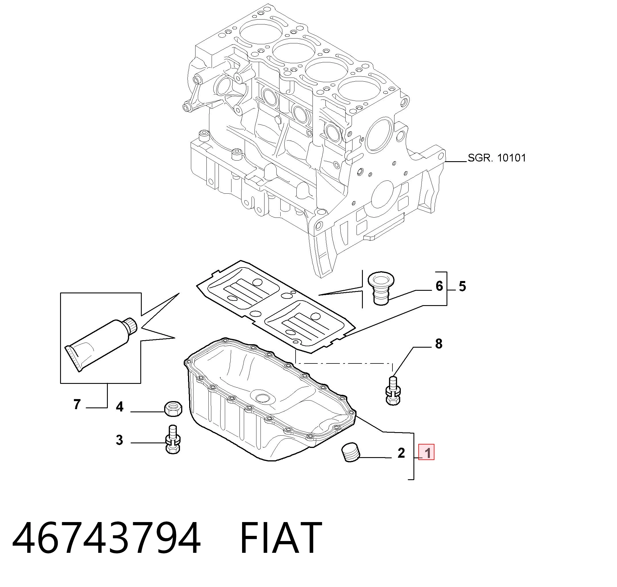 46743794 Fiat/Alfa/Lancia Cárter de aceite del motor