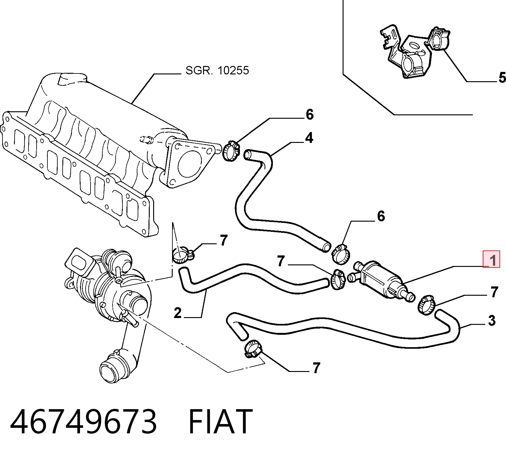 46749673 Fiat/Alfa/Lancia Válvula solenoide de control de presión de sobrealimentación