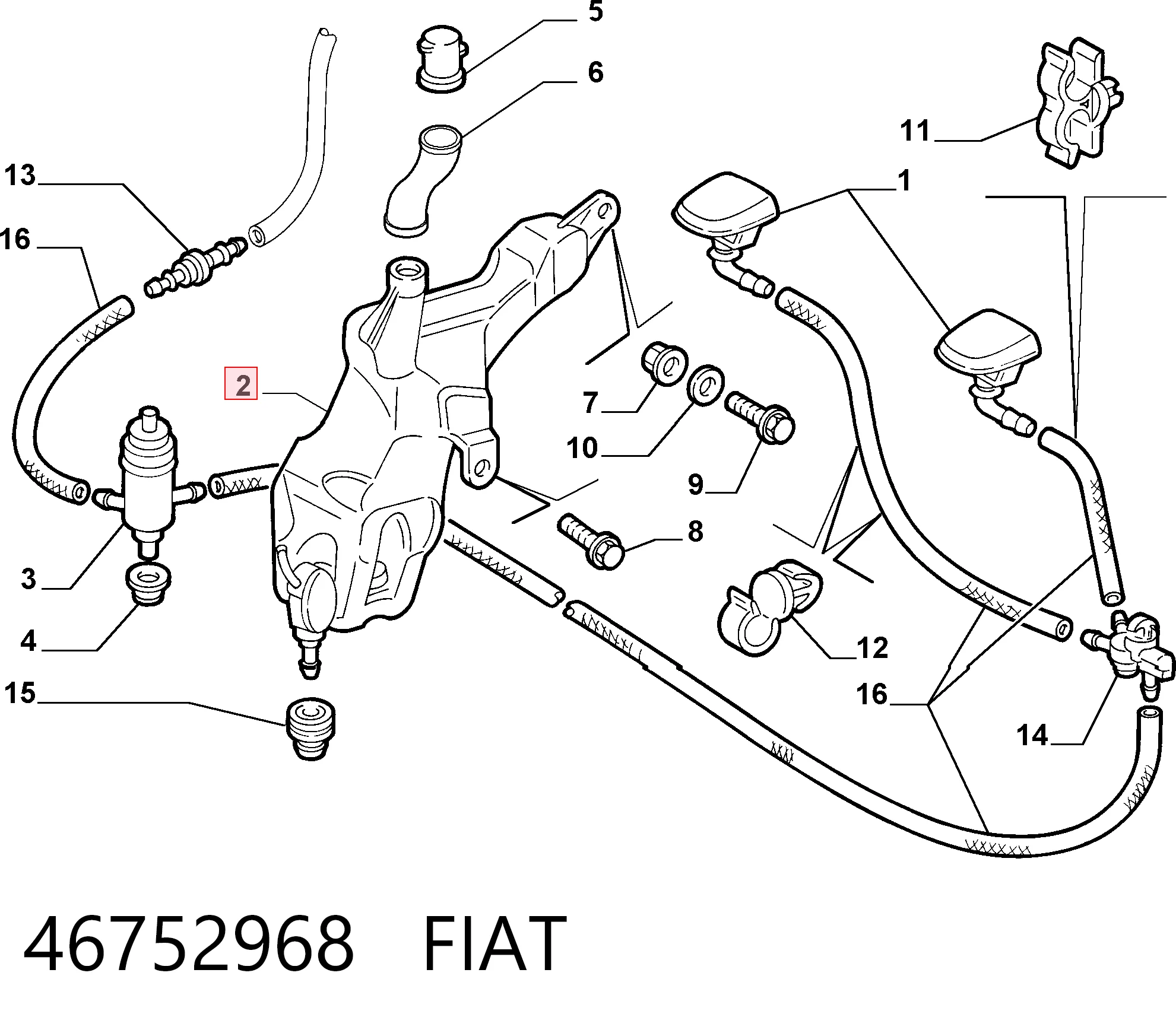 Deposito del lavaparabrisas Fiat Doblo I monovolumen (119) (2001 - 2010) precio, desde 62,44 EUR