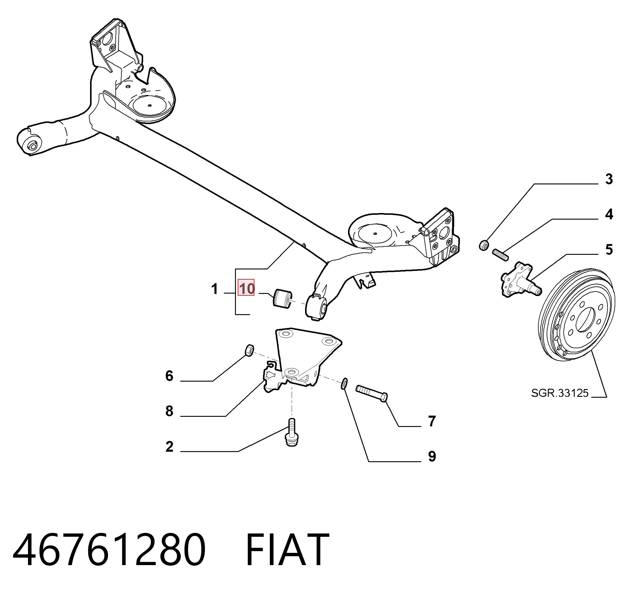 silentblock del eje trasero para Fiat Punto II (188AX)