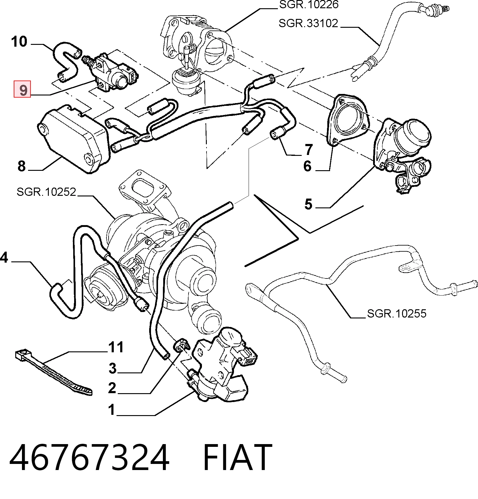 46767324 Fiat/Alfa/Lancia Válvula de solenoide de control de mariposa EGR