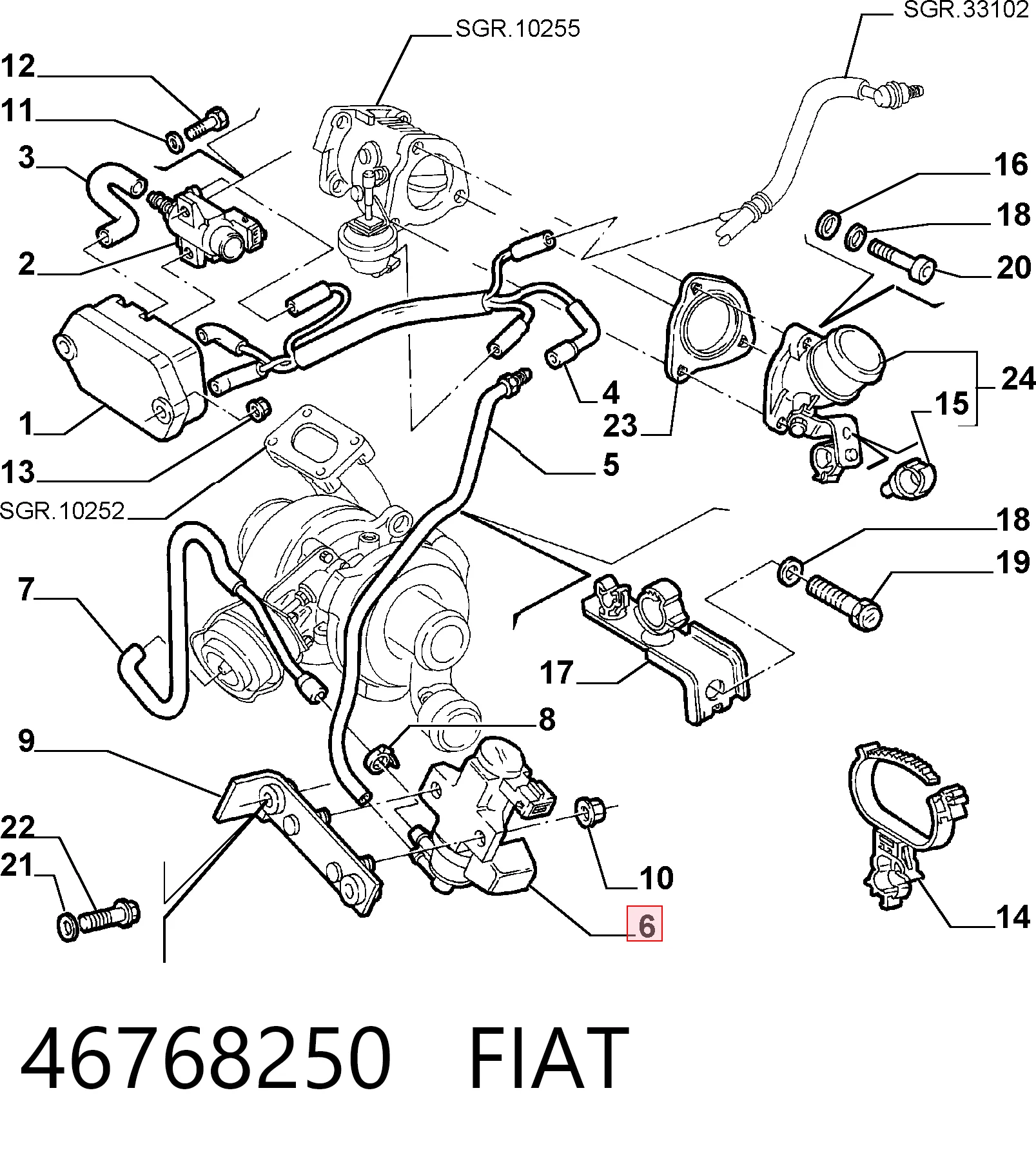 46768250 Fiat/Alfa/Lancia Válvula solenoide de control de presión de sobrealimentación