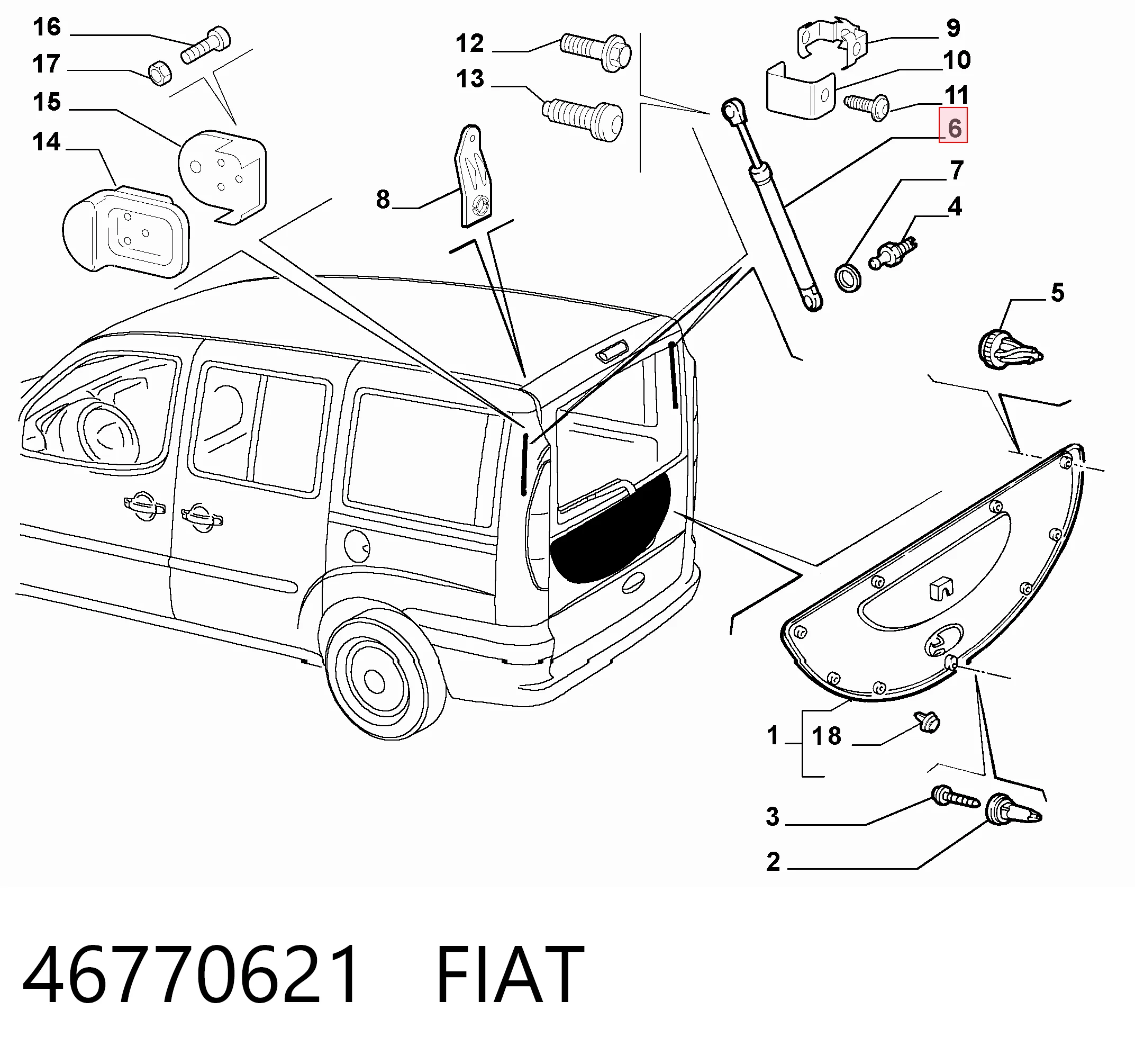 Amortiguadores de maletero Fiat Doblo I (223)