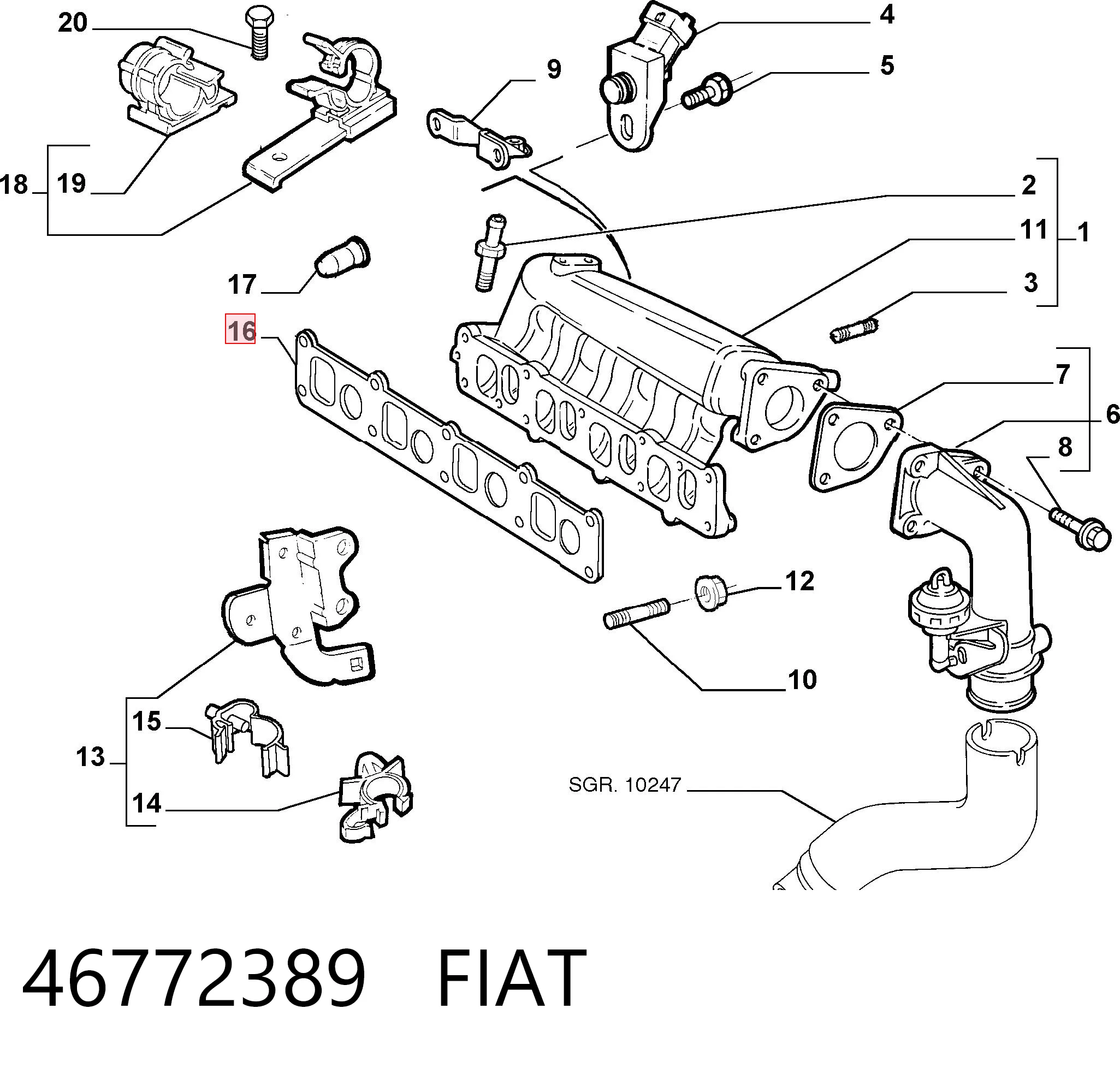  Junta de colector de admisión Fiat Bravo 1