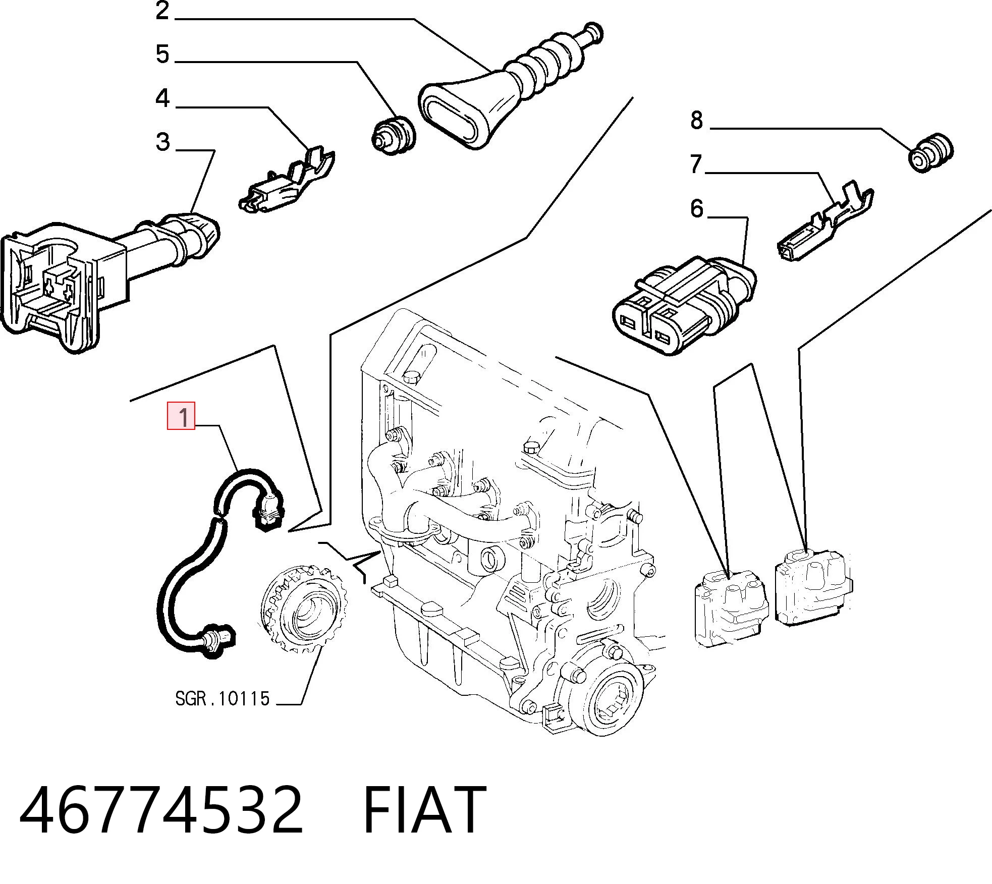46774532 Fiat/Alfa/Lancia Sensor de posición del cigüeñal