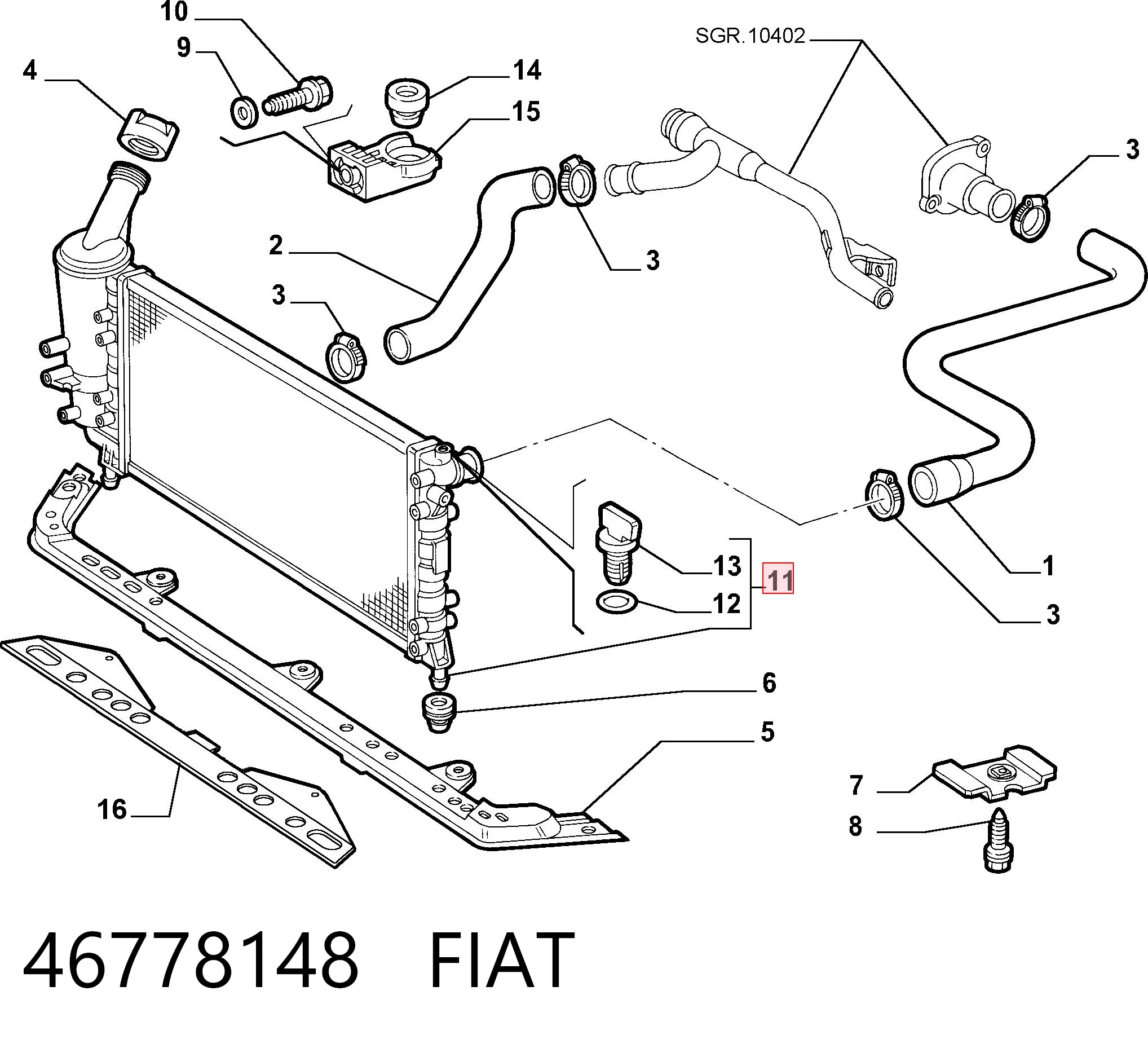 Radiador para Fiat Punto 188AX