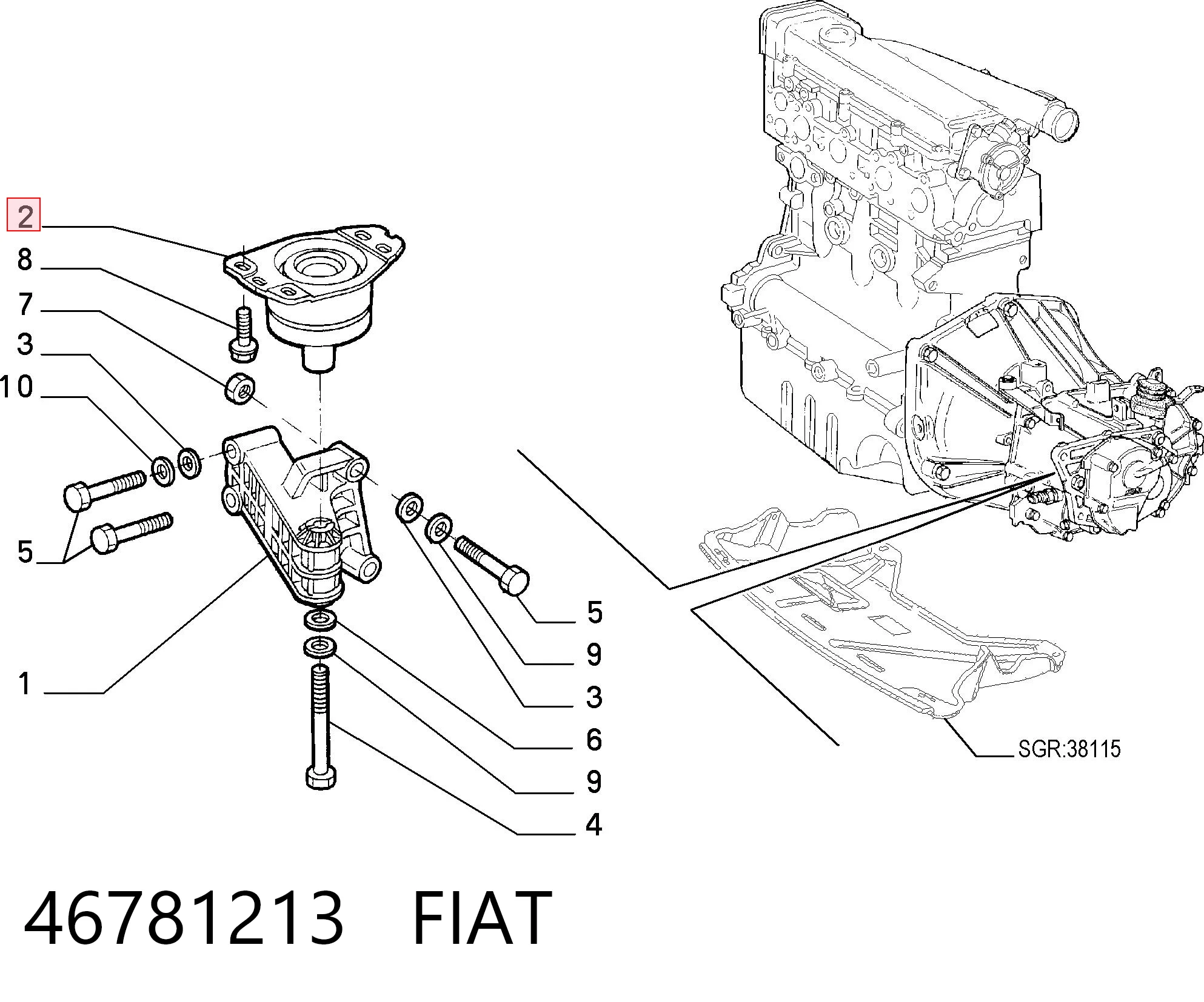 Soporte de motor delantero para Alfa Romeo 147 937