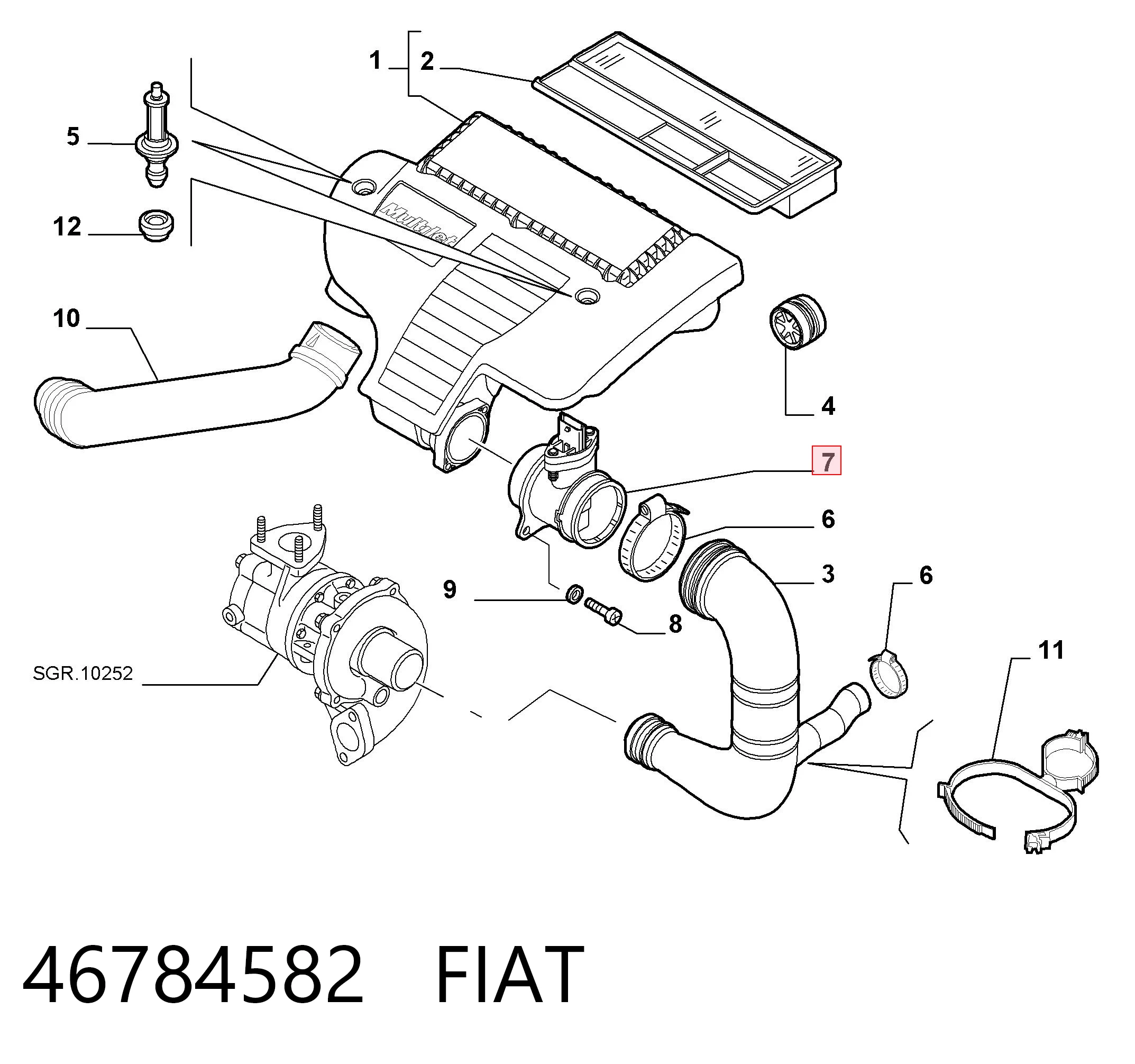 46784582 Fiat/Alfa/Lancia Sensor de flujo de aire