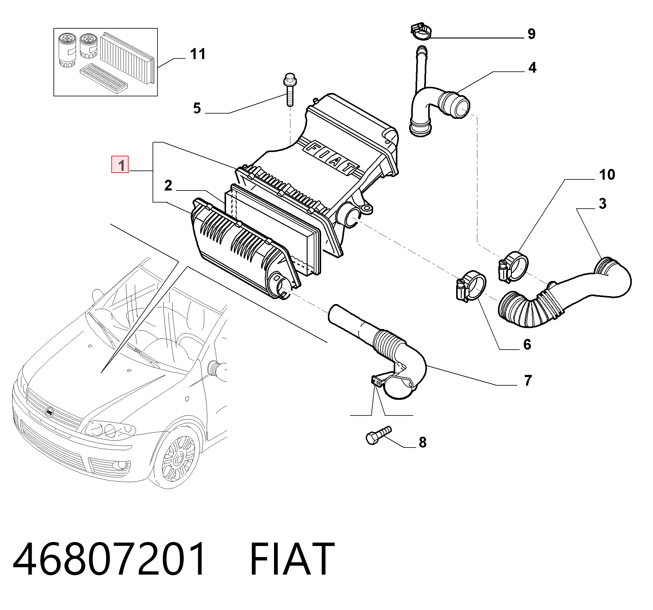 Carcasa del filtro de aire Fiat Stilo  (2001-2006)