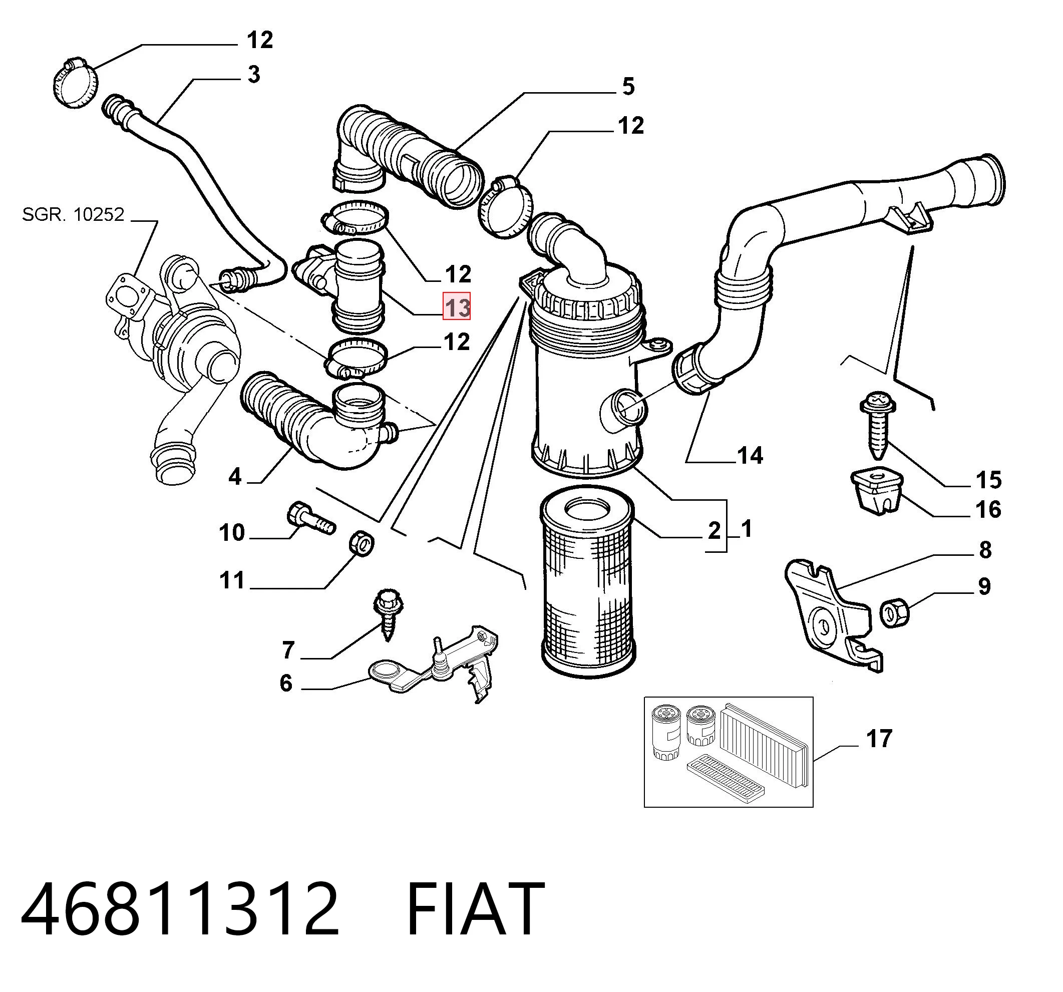 46811312 Fiat/Alfa/Lancia Sensor de flujo de aire