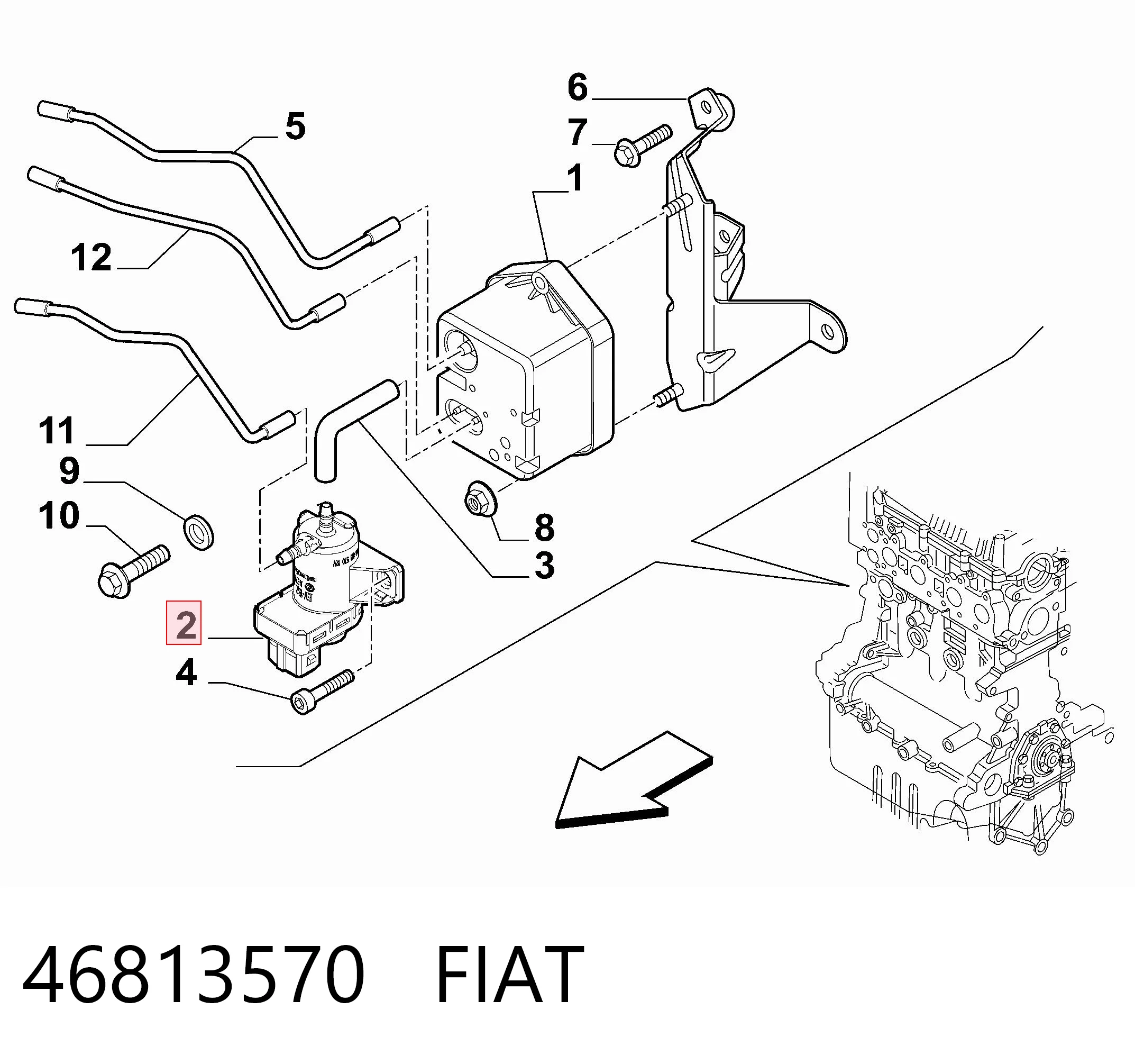 46813570 Fiat/Alfa/Lancia Válvula de solenoide de control de mariposa EGR