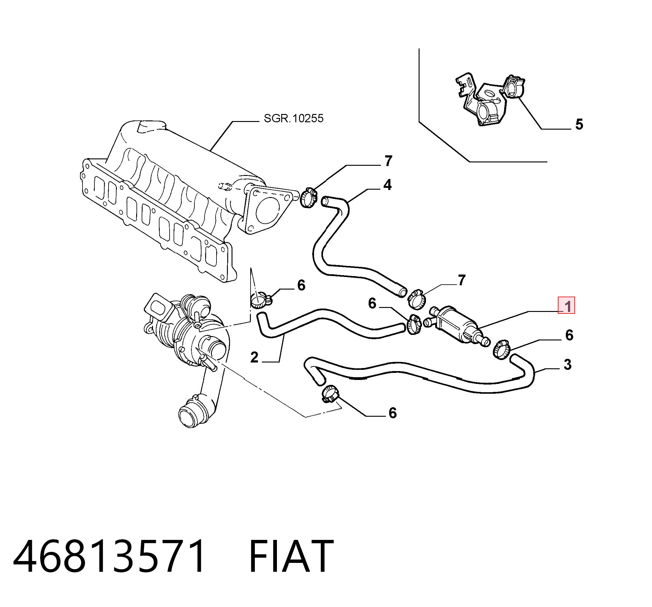 46813571 Fiat/Alfa/Lancia Válvula solenoide de control de presión de sobrealimentación