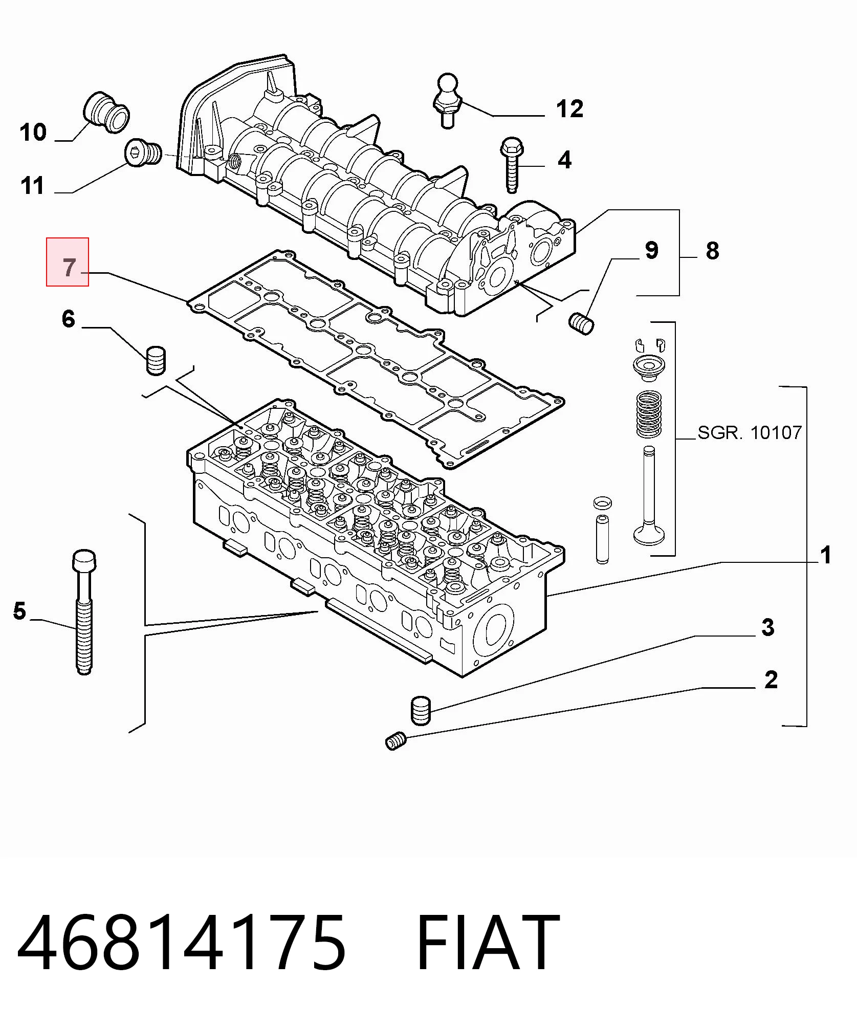 Junta de la tapa de válvulas del motor 46814175 FIAT