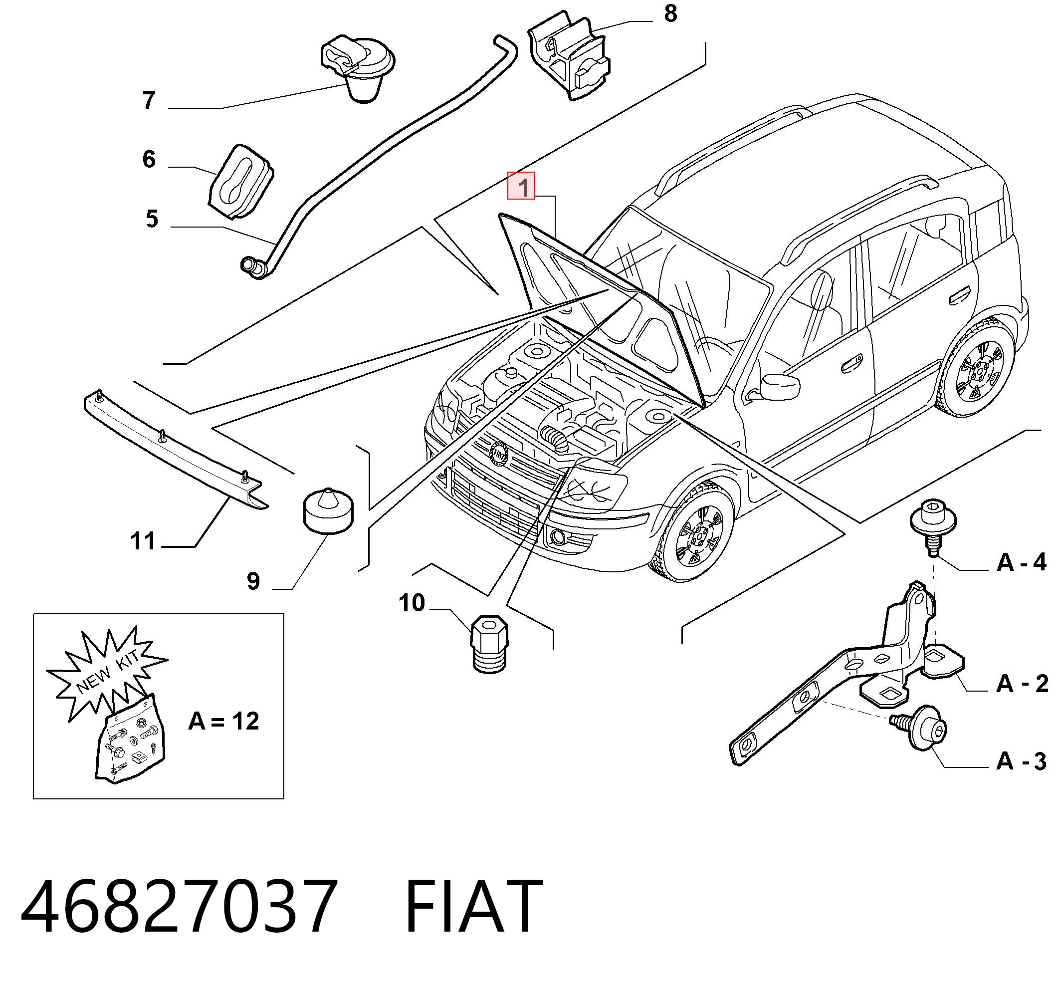 Capó delantero para Fiat Panda II 169A
