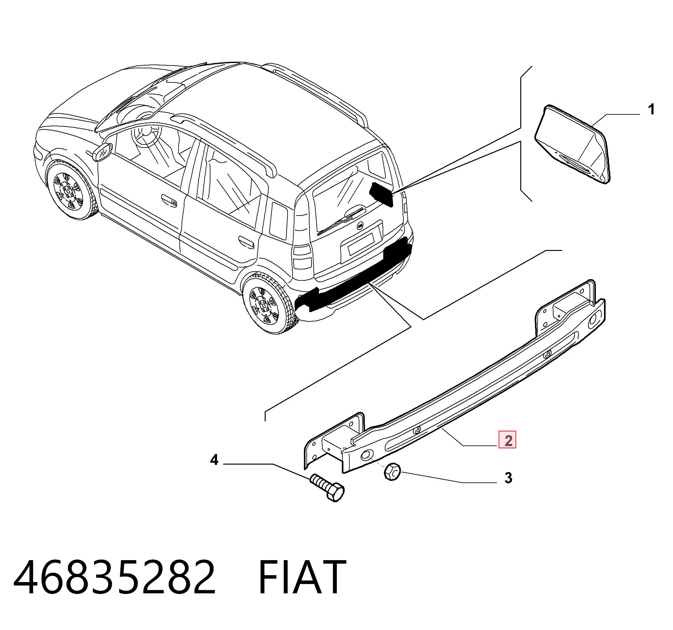 Comprar Refuerzo de parachoques trasero Fiat Panda II 169A a bajo precio