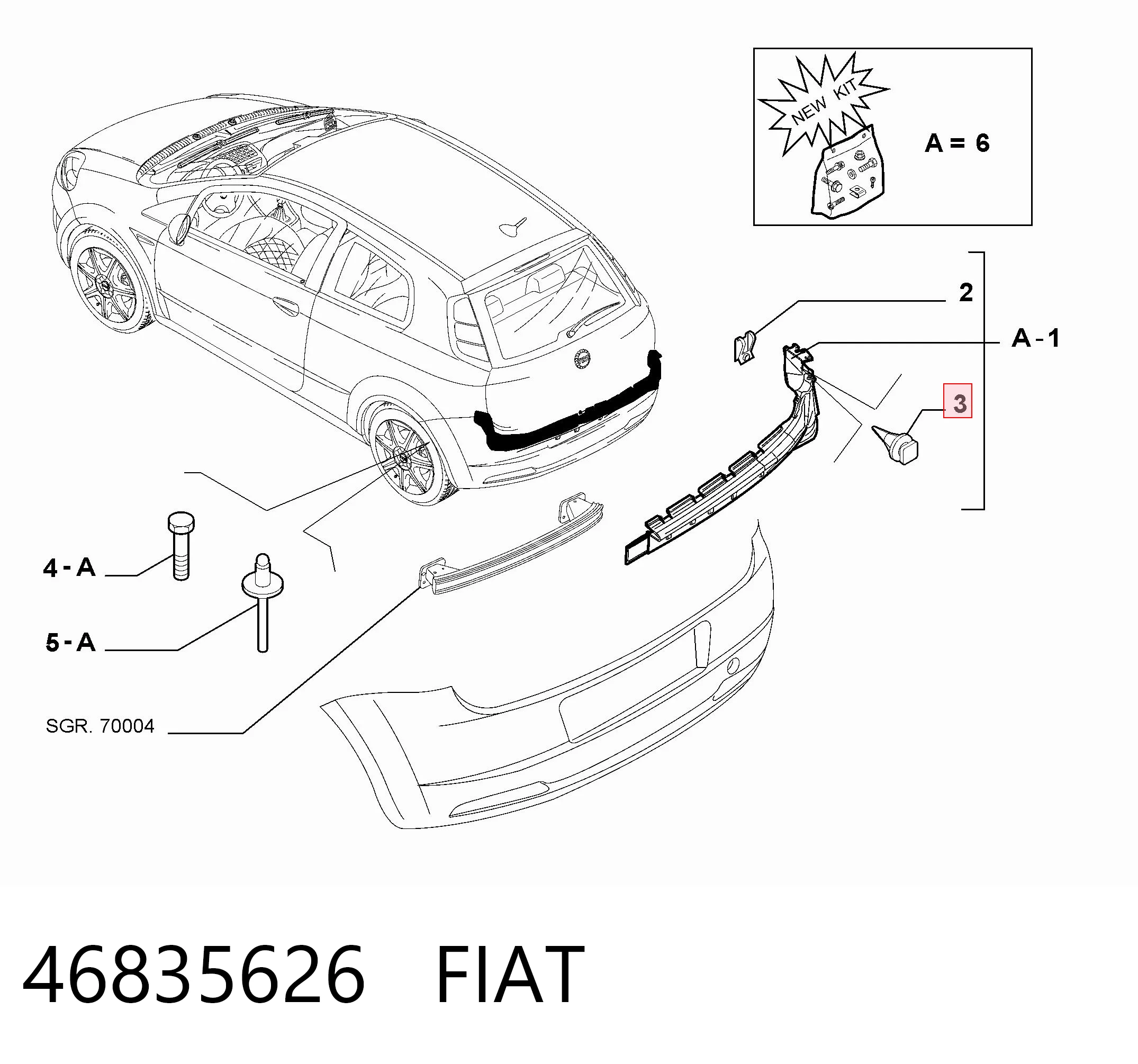 46835626 Fiat/Alfa/Lancia Clips de fijación para panel de puerta