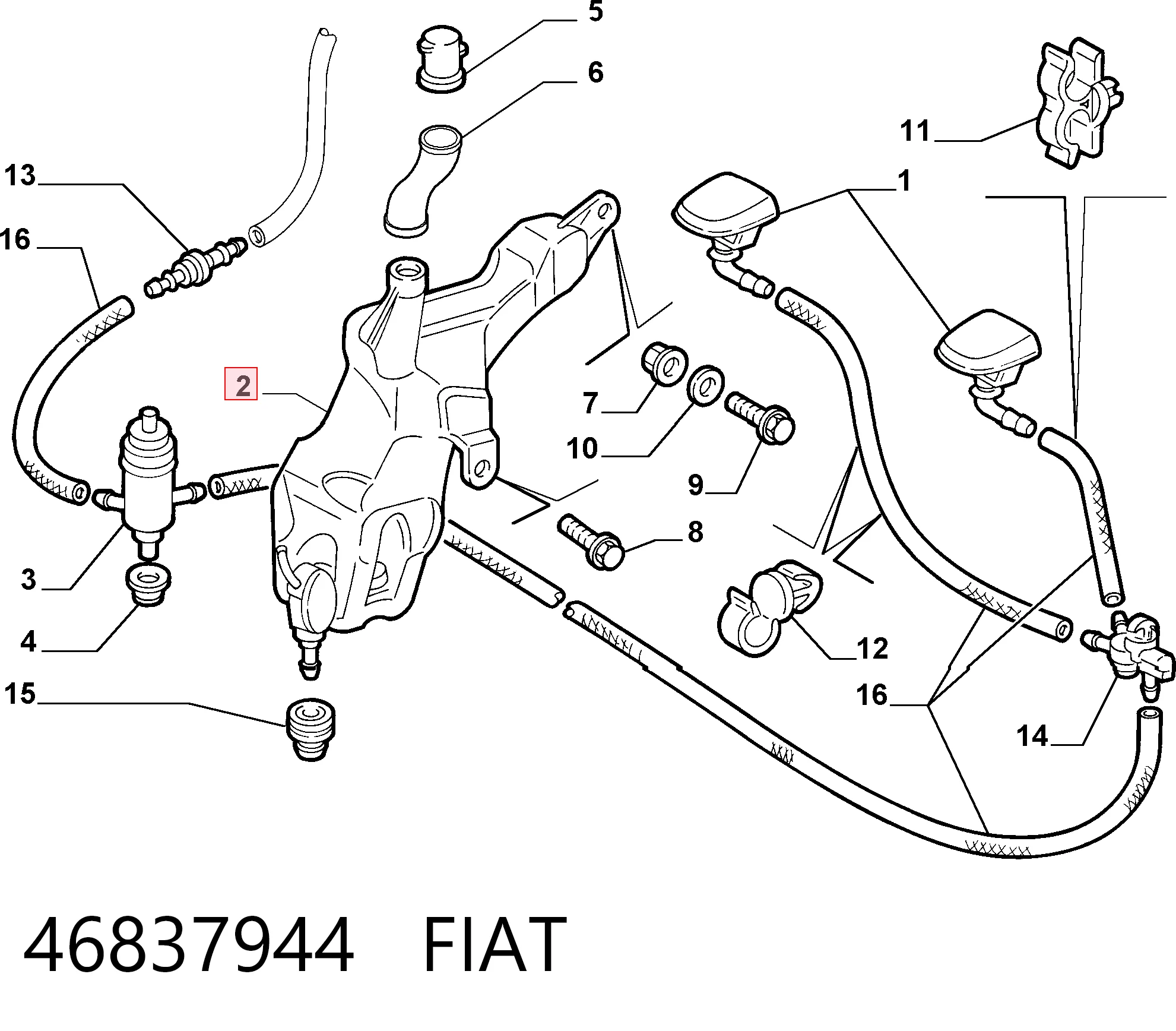  Depósito de limpiaparabrisas Fiat Doblo 1