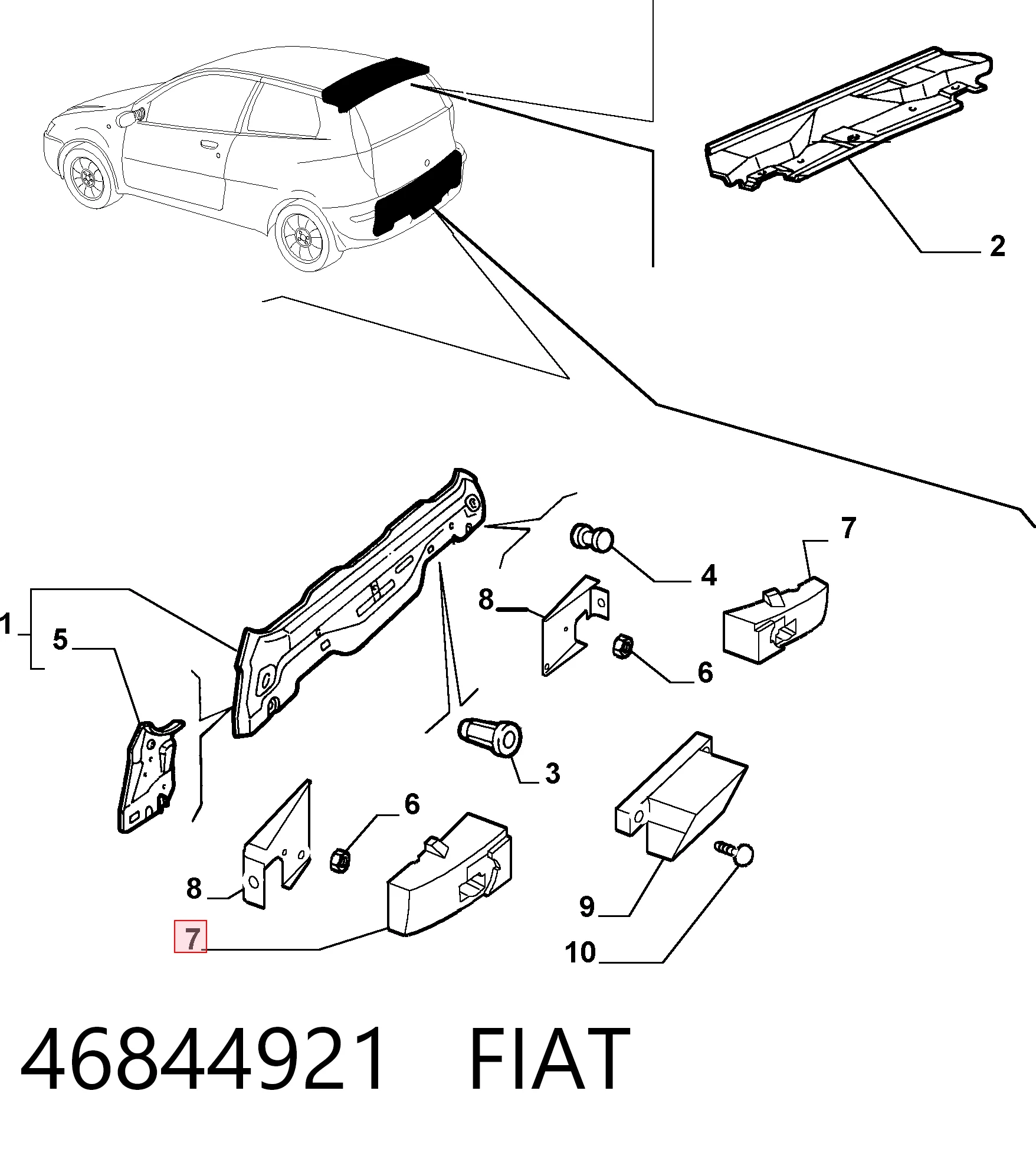 Refuerzo parachoques trasero para Fiat Punto 188AX