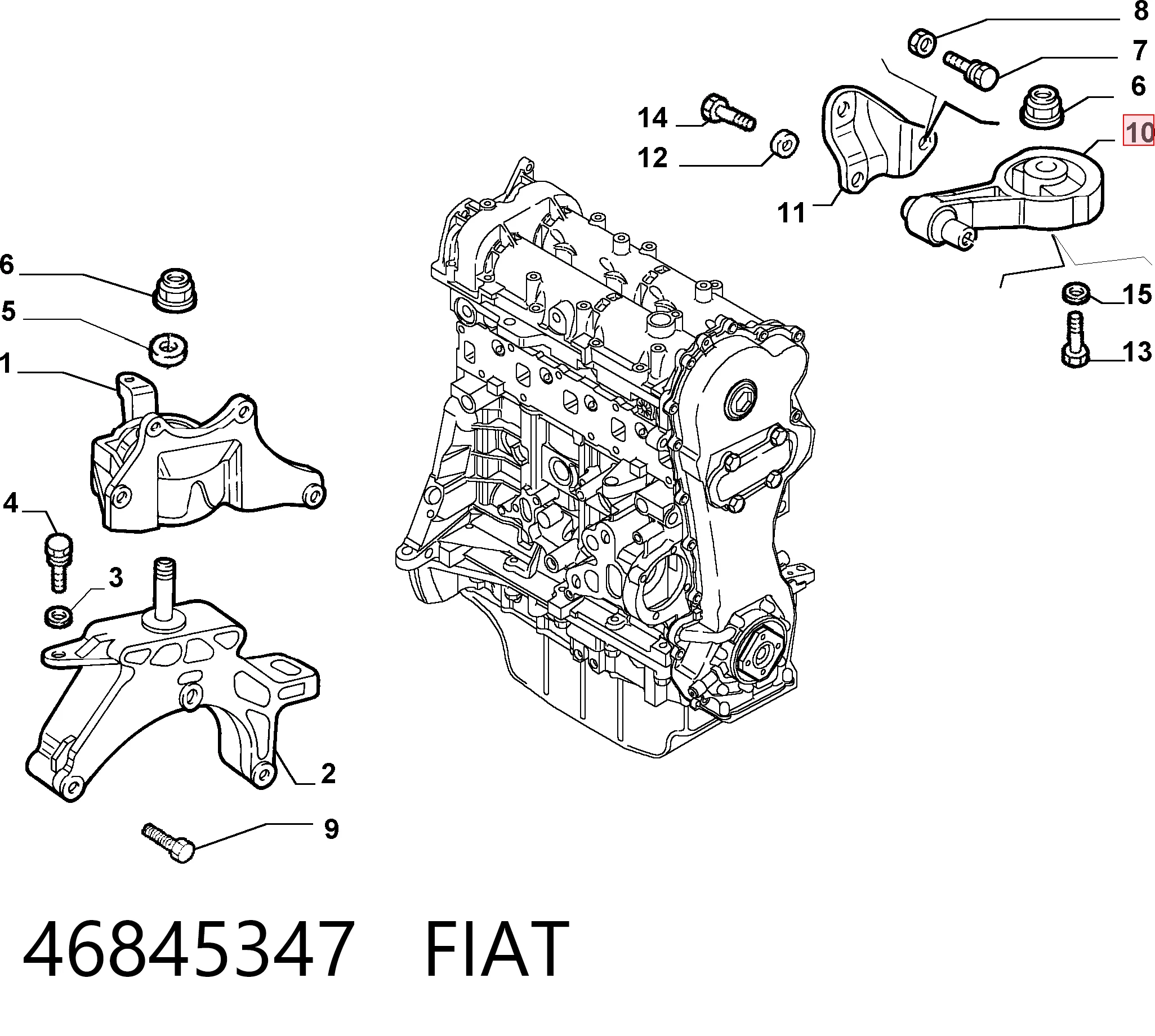 Taco de motor trasero Fiat Punto II (188)