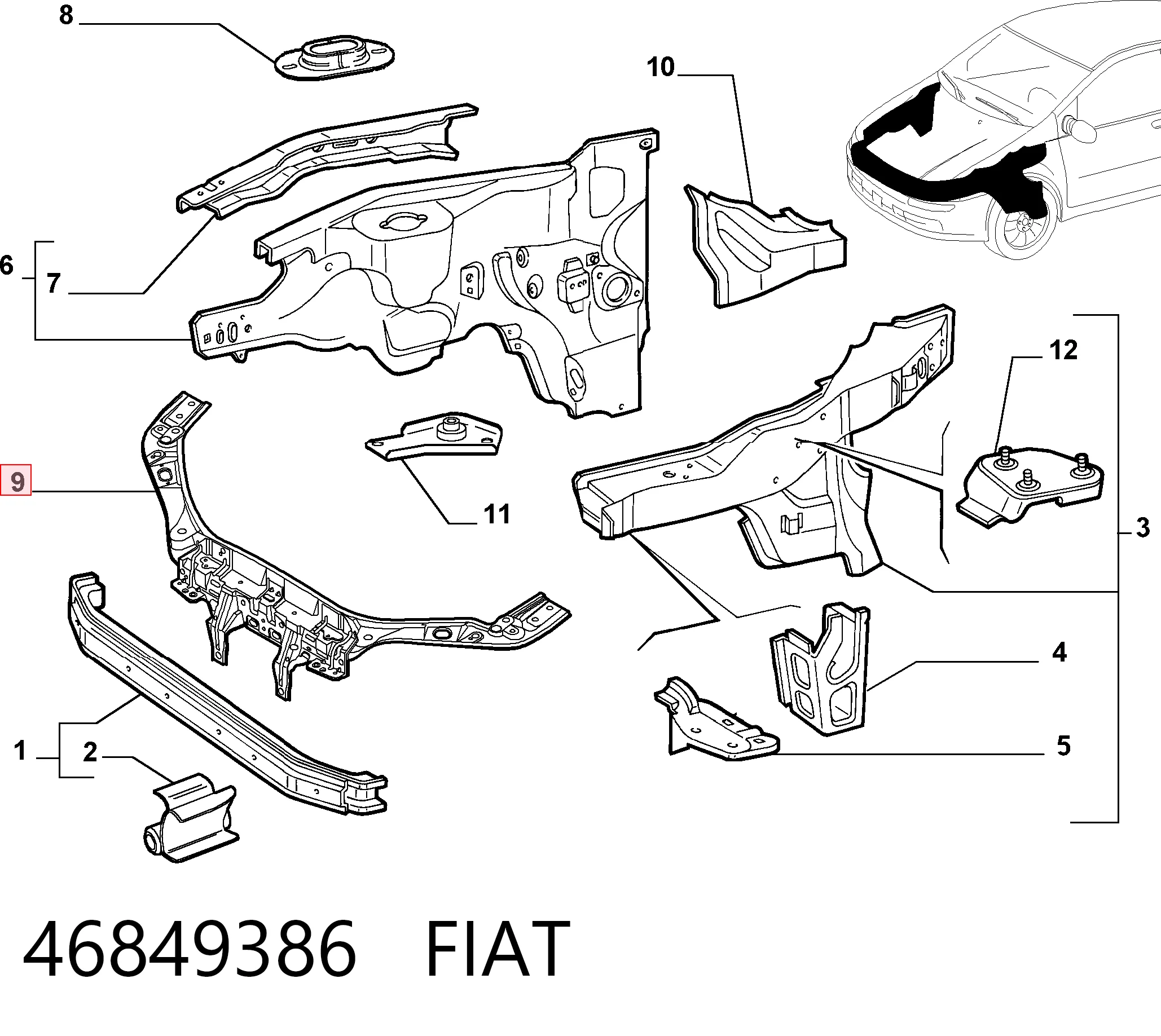 Comprar Panel de soporte del radiador y montaje de faros Fiat Punto II 188 a bajo precio