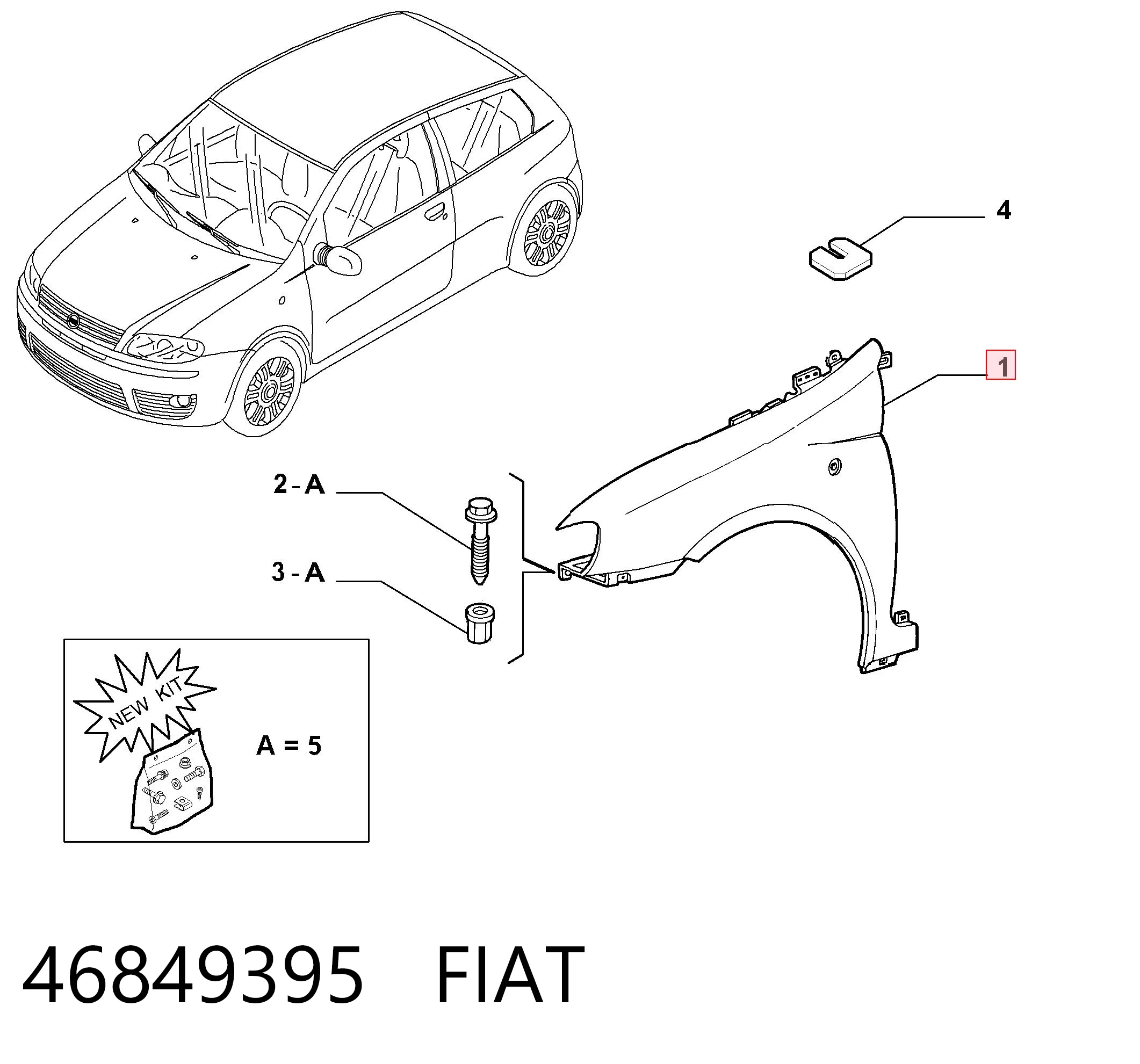 Aleta delantera izquierda Fiat Punto II