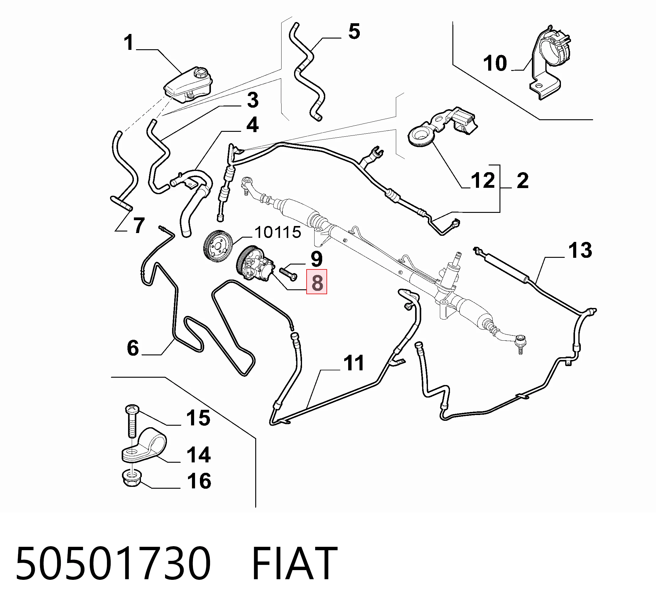 Bomba de dirección asistida 50501730 FIAT