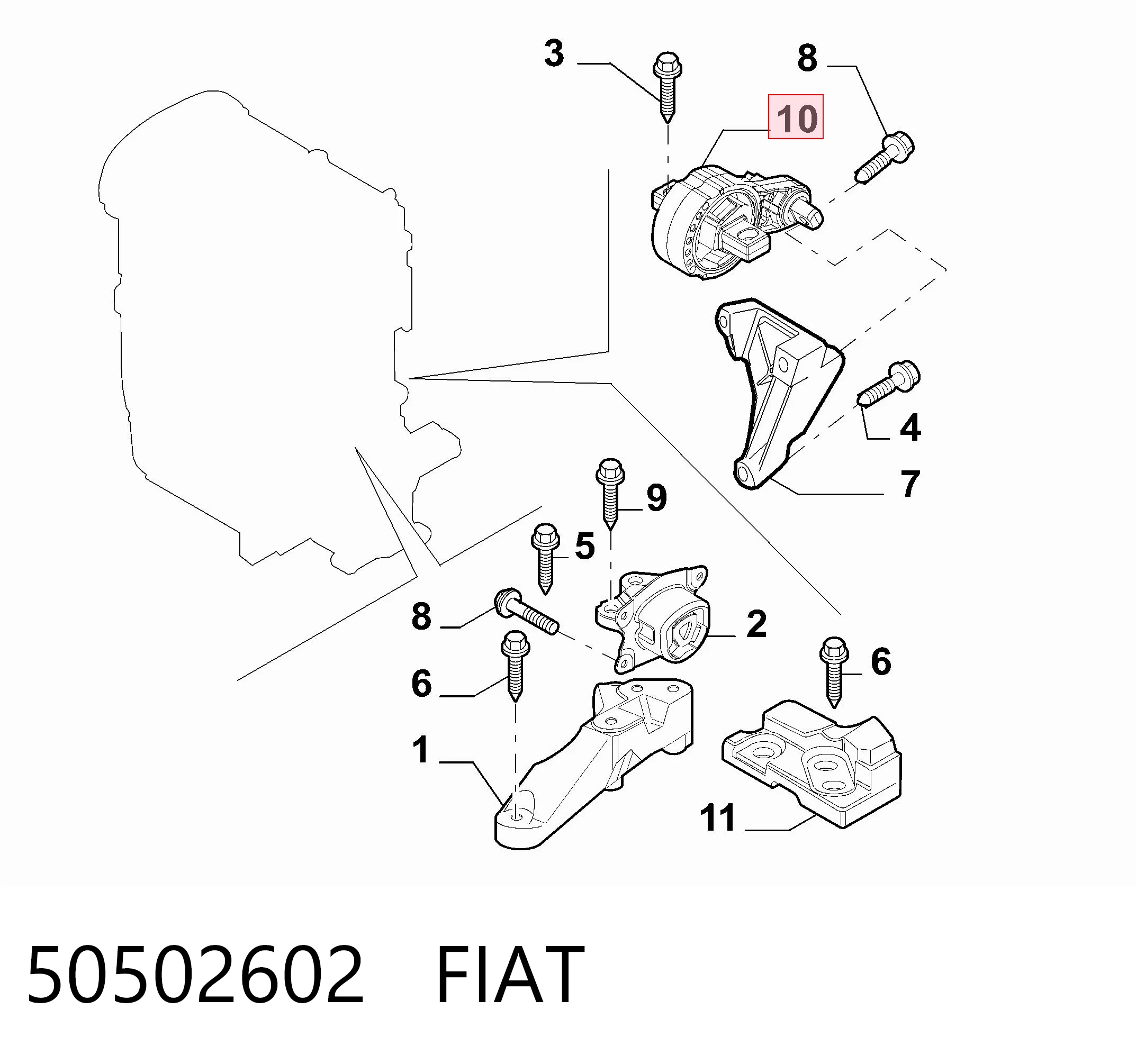 Soporte de motor trasero 8534880CFG Magneti Marelli