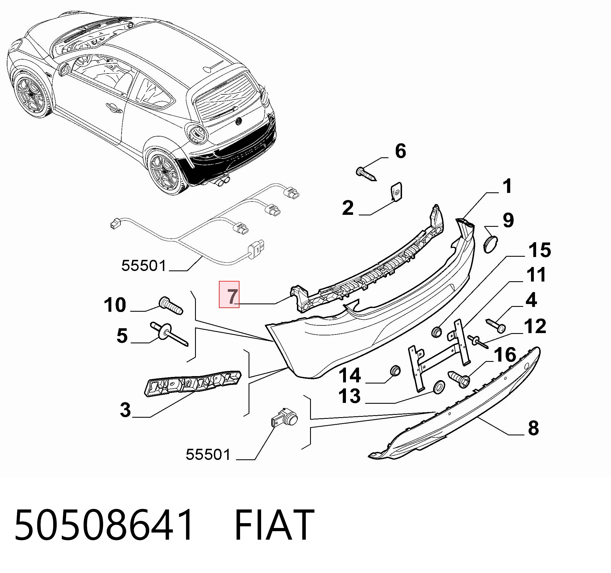 Refuerzo parachoques trasero para Alfa Romeo Mito 955
