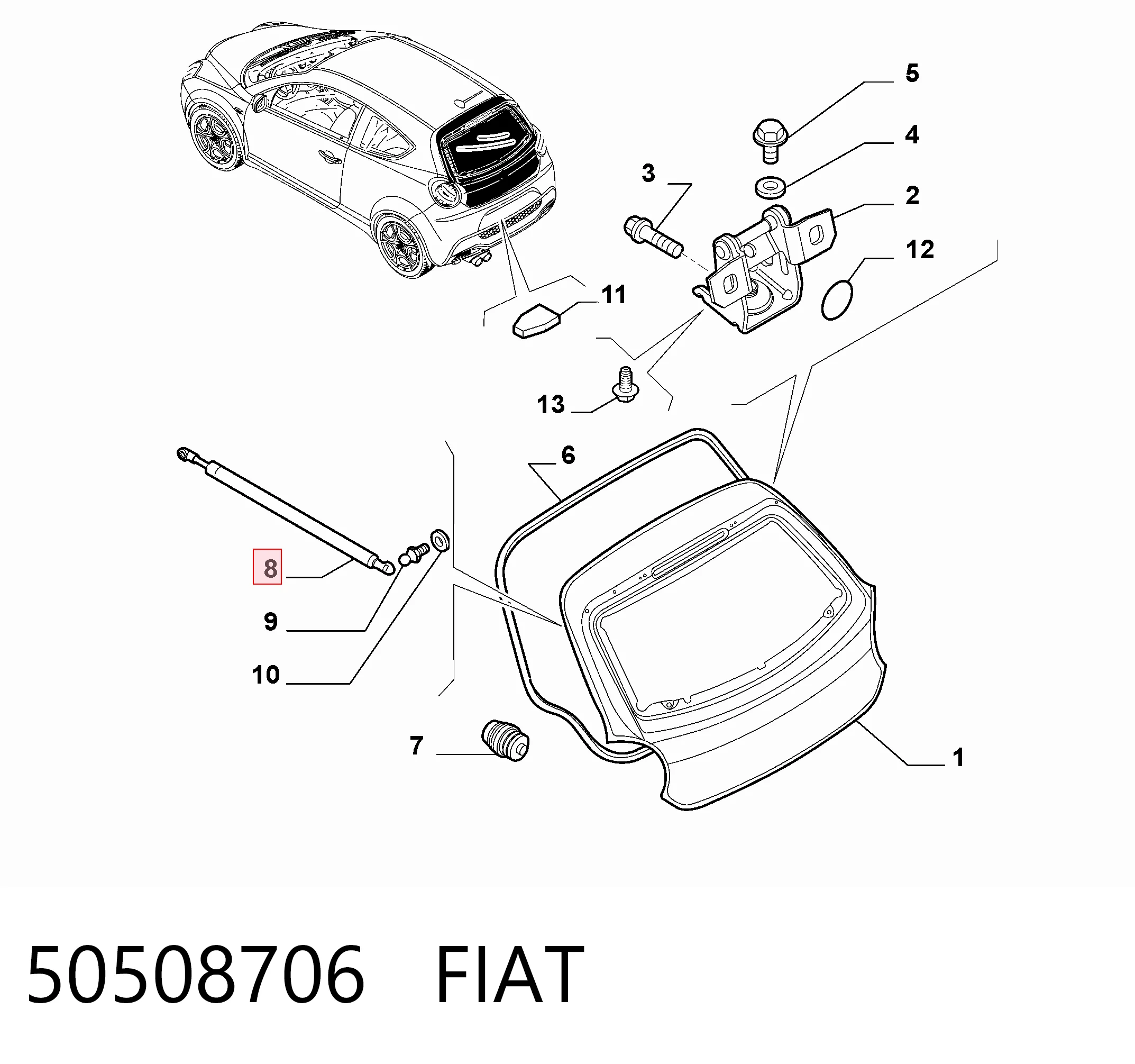 Comprar Amortiguador de la tapa del maletero Alfa Romeo Mito  955 a bajo precio