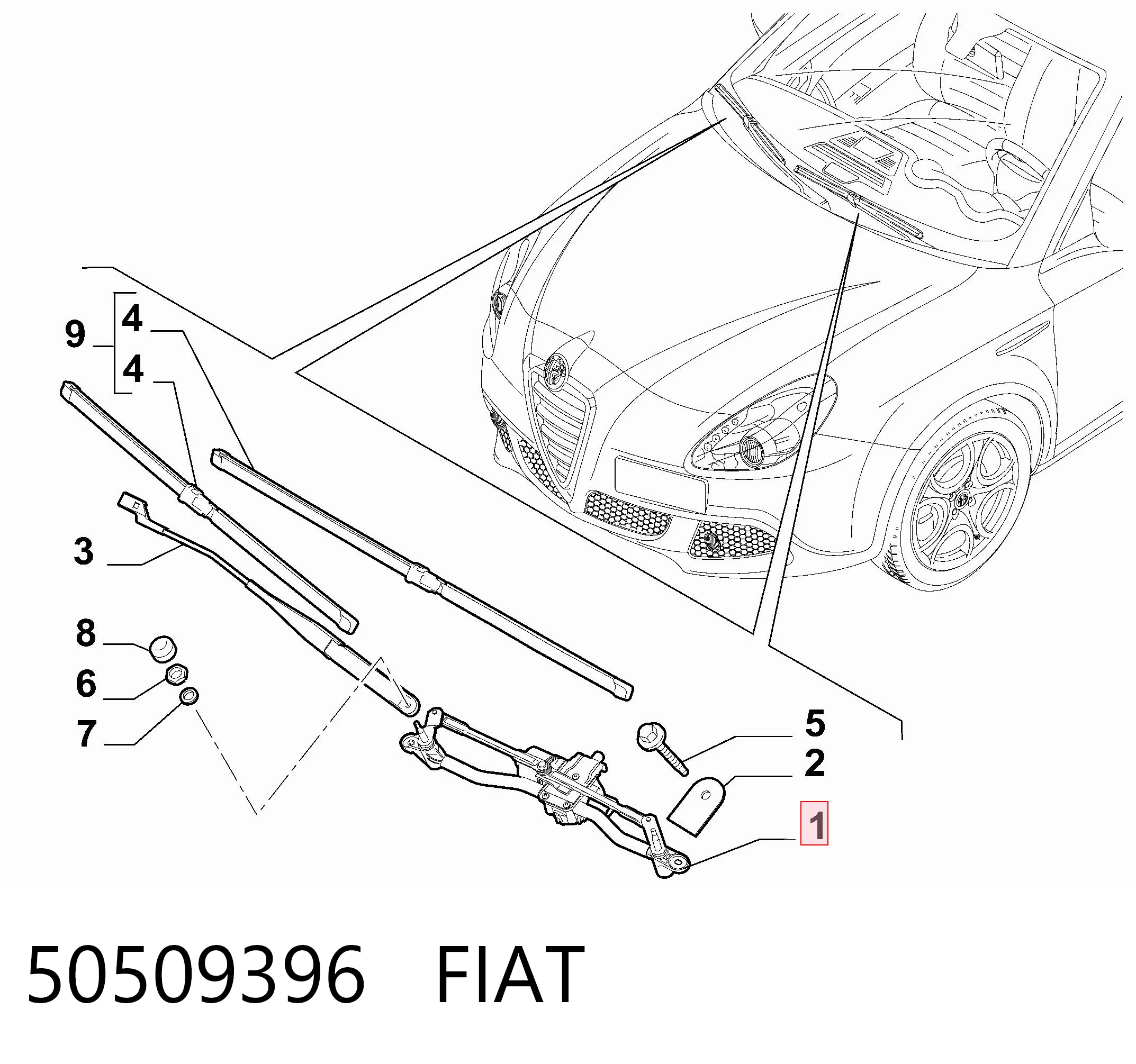 Trapezio del limpiaparabrisas Alfa Romeo Giulietta 