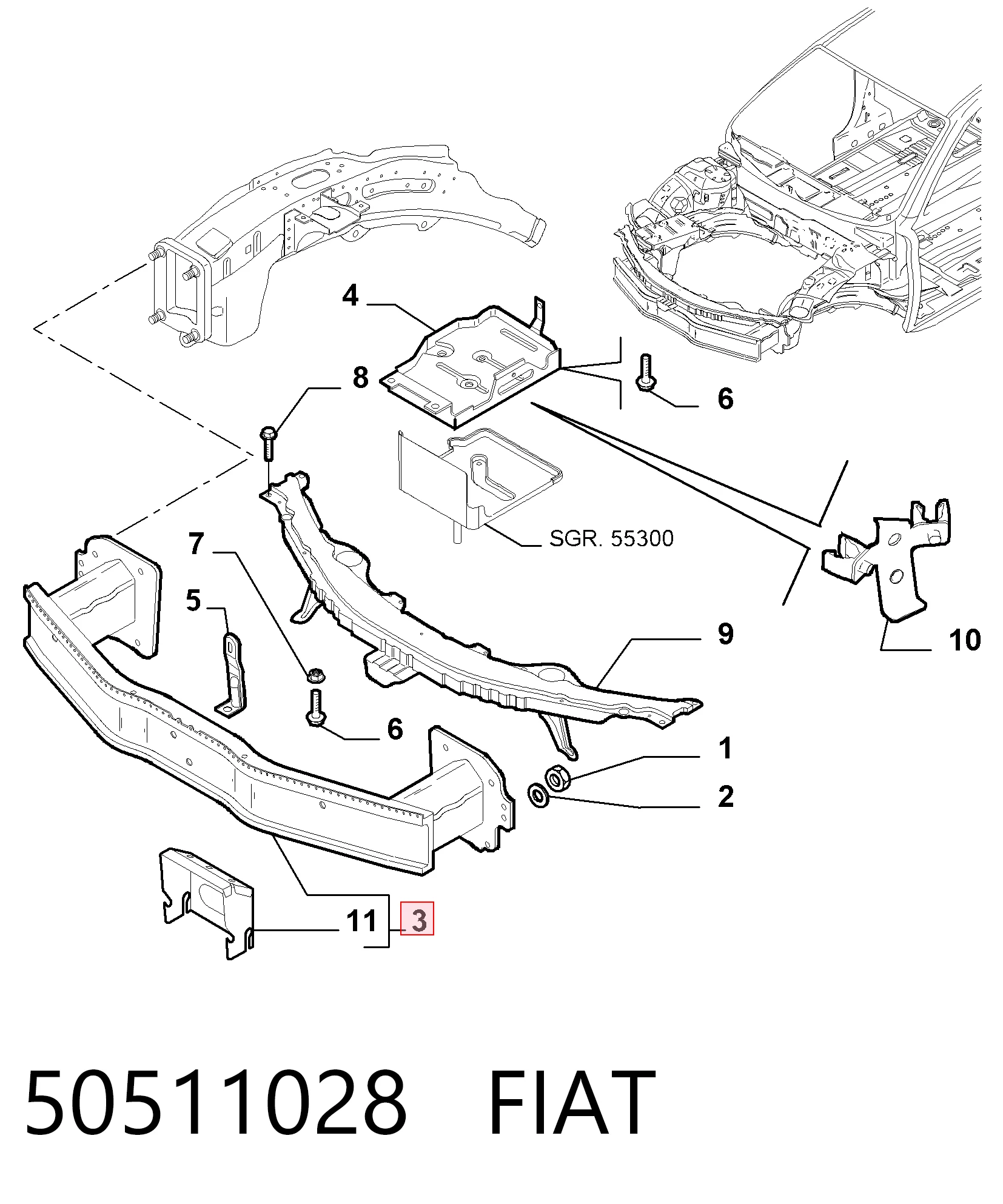Refuerzo paragolpes delantero Alfa Romeo 159  (939)