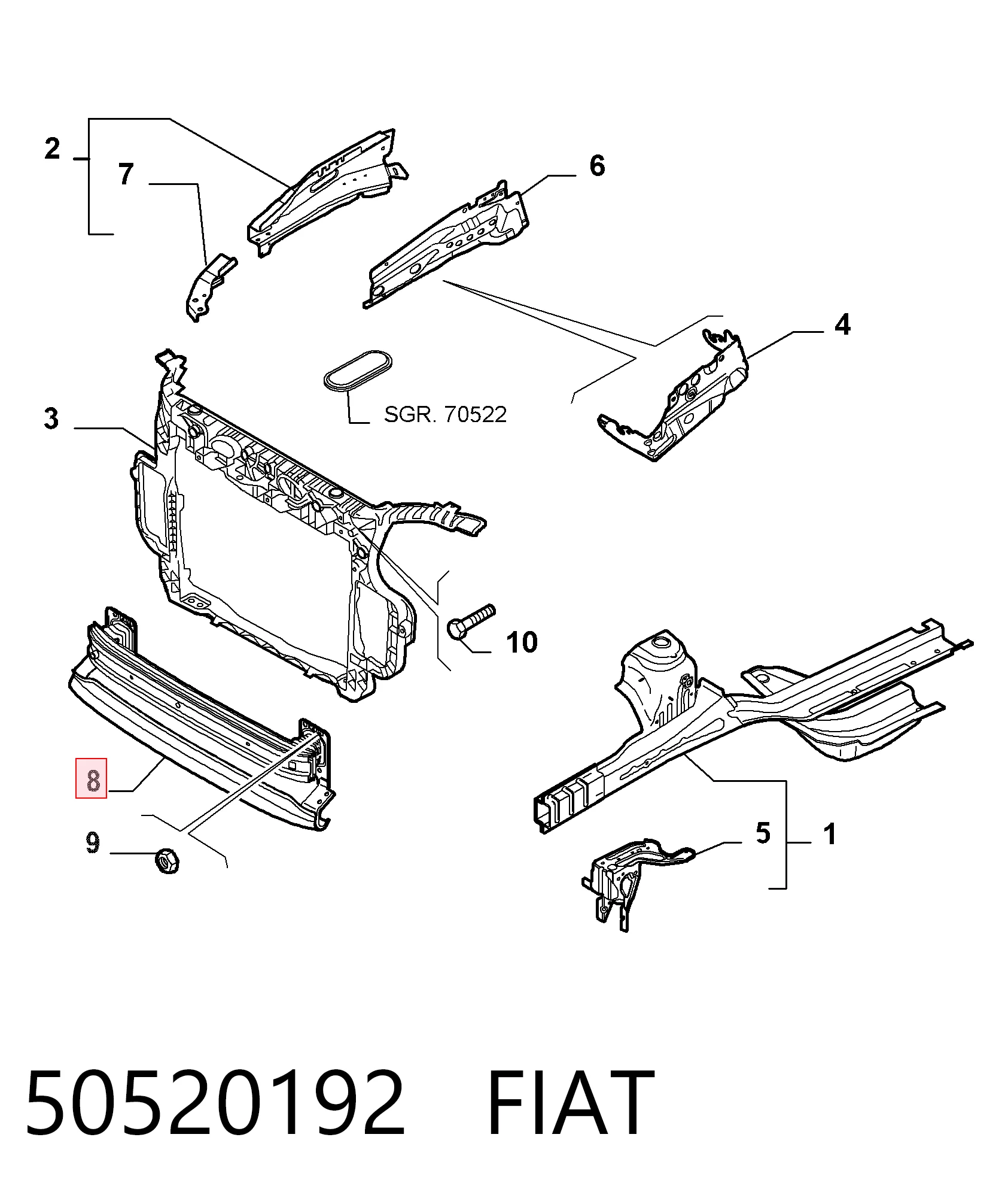 Refuerzo parachoque delantero para Alfa Romeo Mito  955