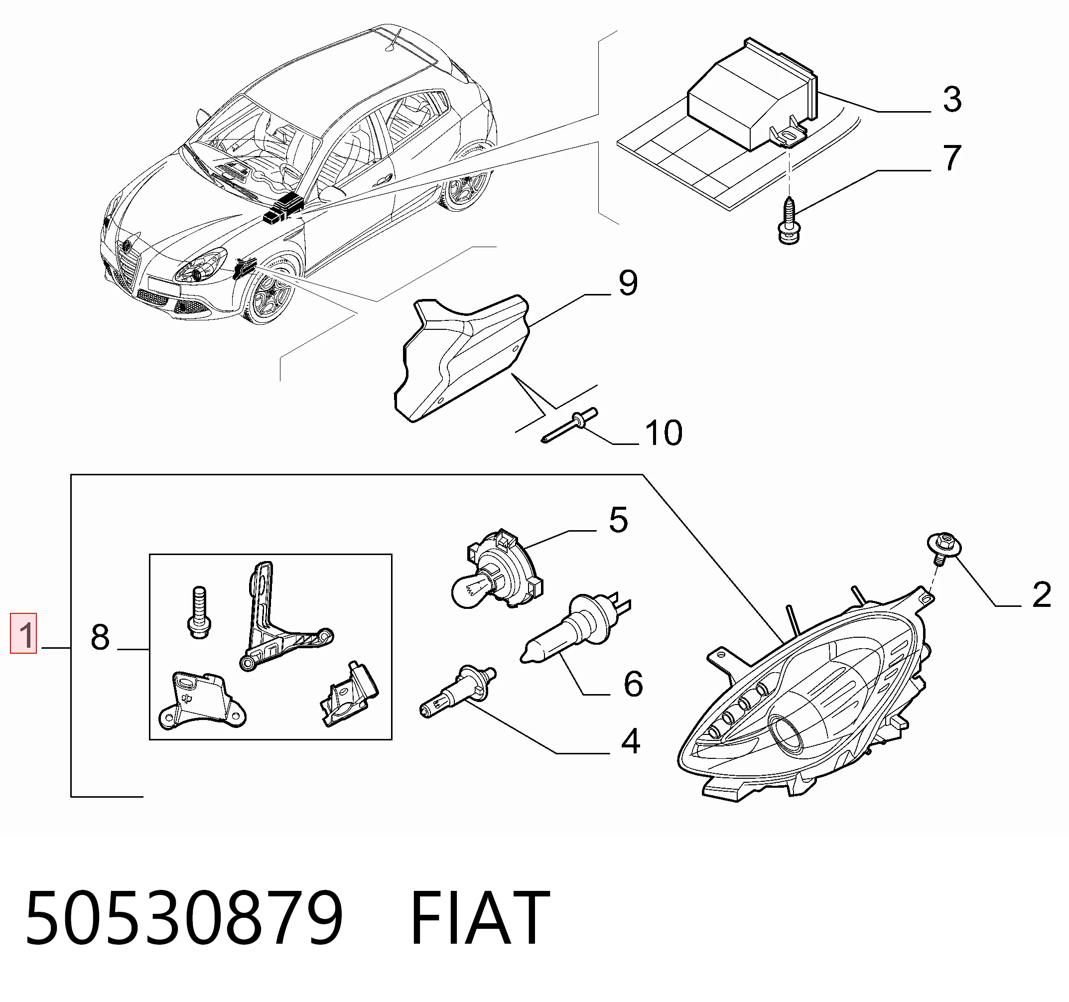 Luz derecha para Alfa Romeo Giulietta  940