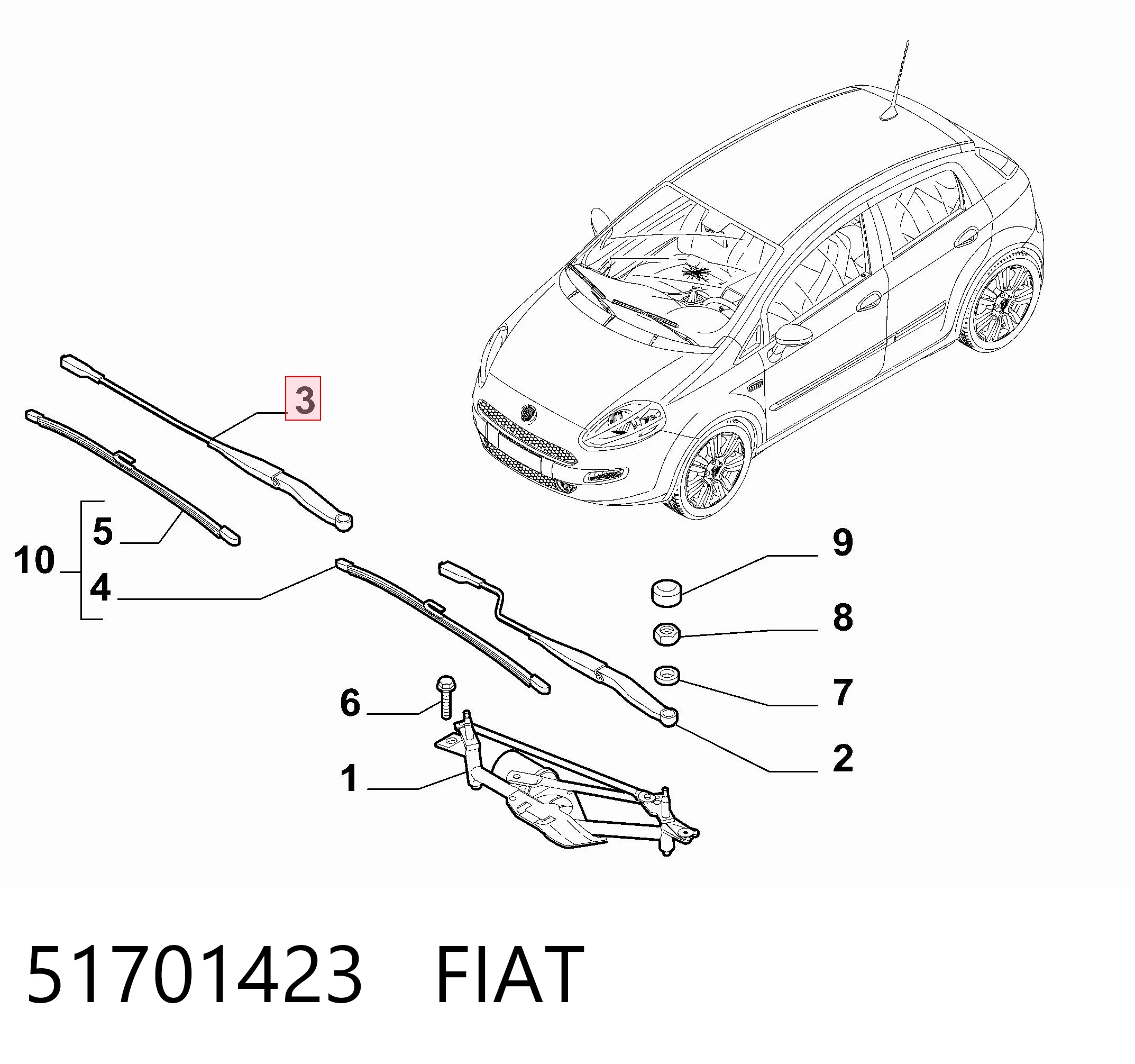 Comprar Brazo del limpiaparabrisas Fiat Punto  199 a bajo precio