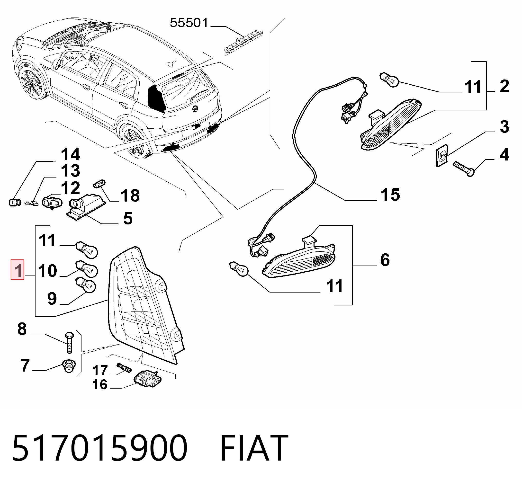  Piloto trasero derecho Fiat Punto 