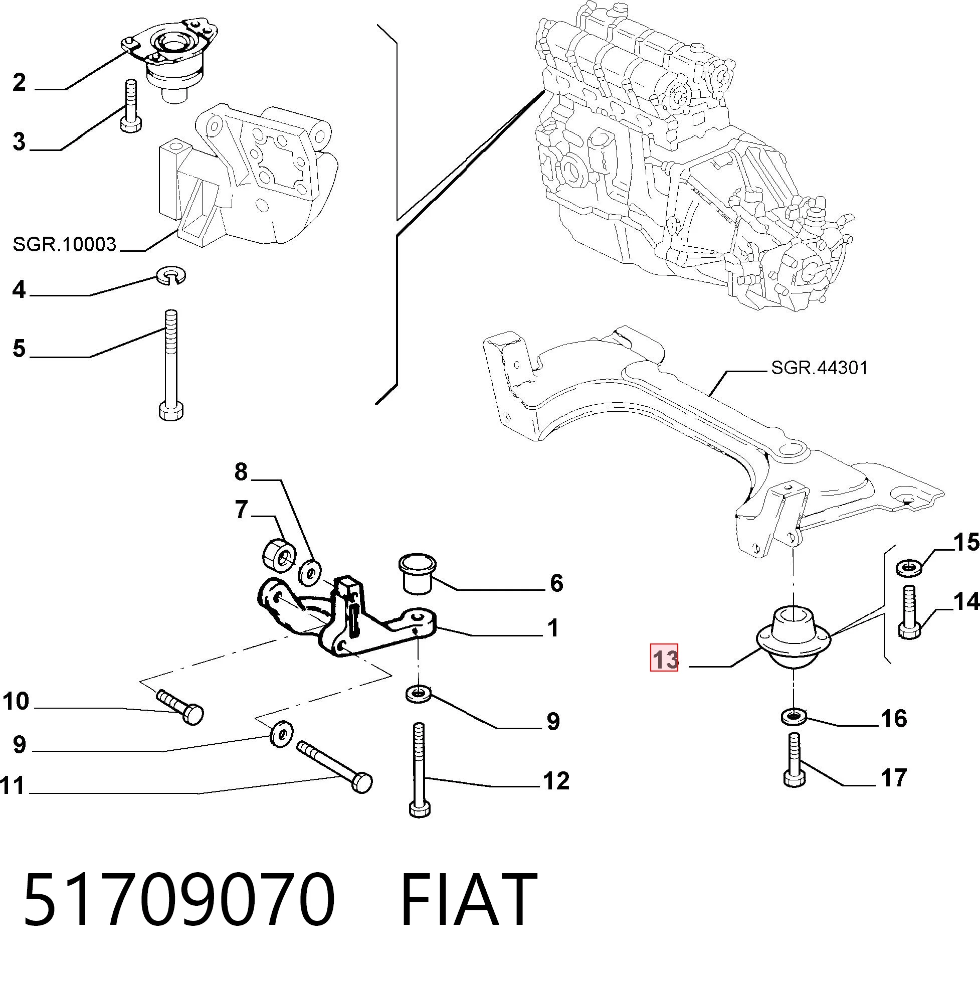 Soportes de motor delantero para Fiat Palio  178DX