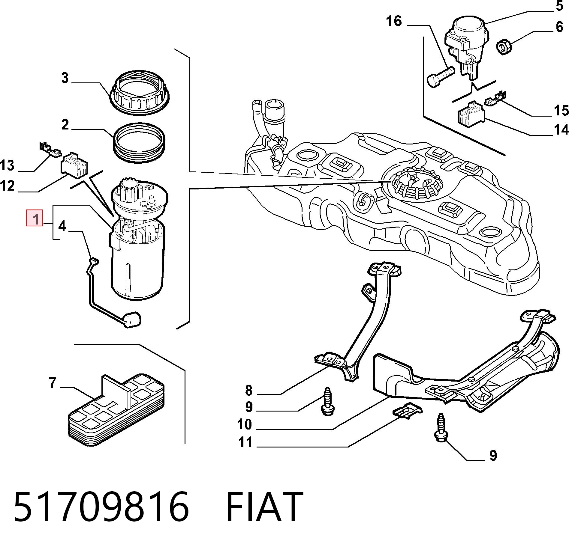 51709816 Fiat/Alfa/Lancia Módulo de alimentación de combustible