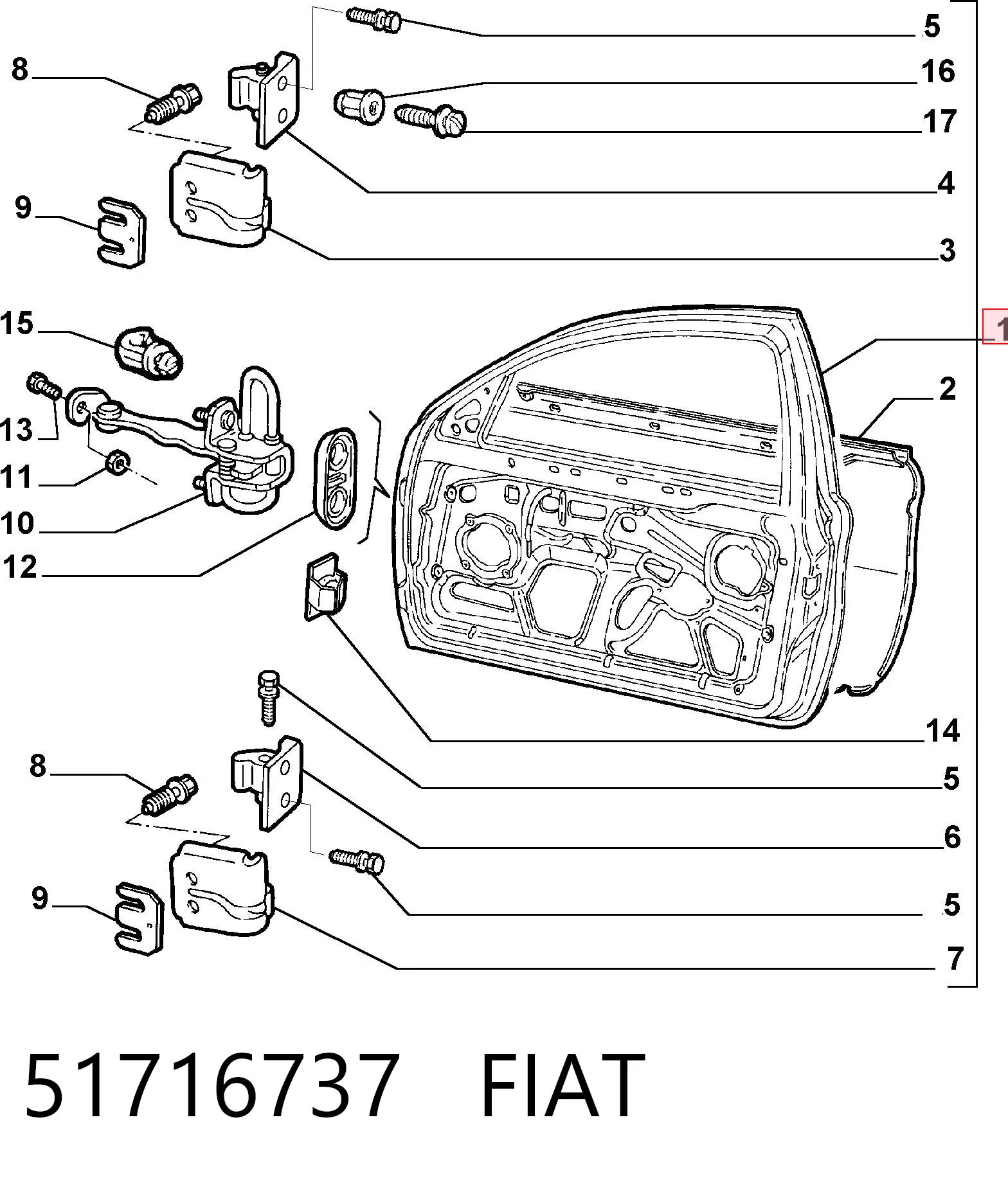 Puerta delantera para Alfa Romeo 147  937