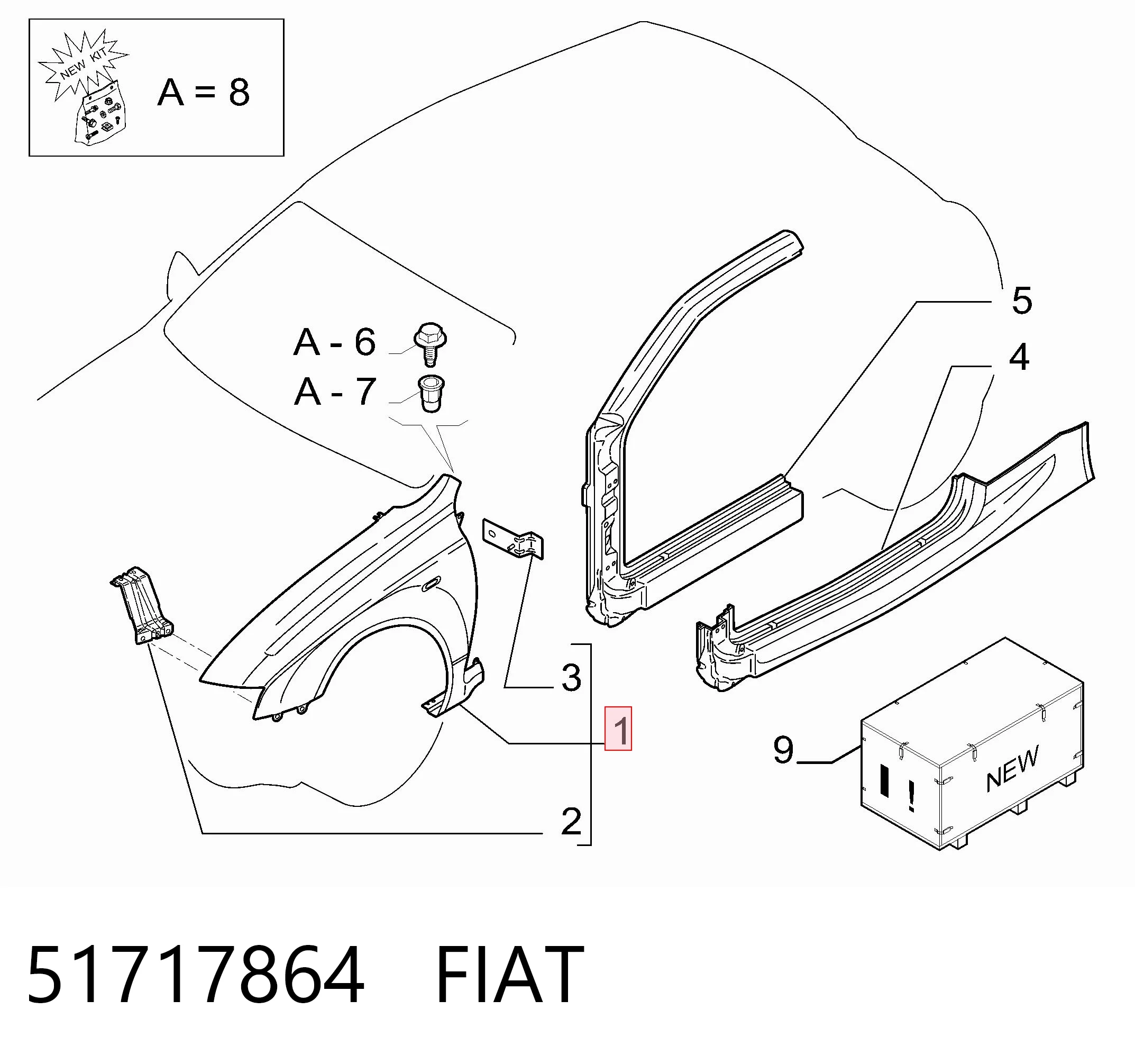 Aleta delantera izquierda Fiat Stilo 