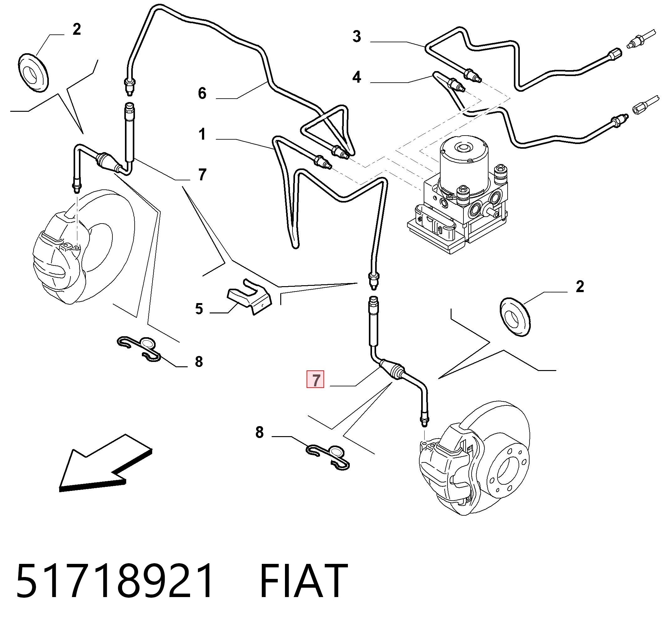 Tubo de frenos delantero Fiat Panda II (2003-2013)
